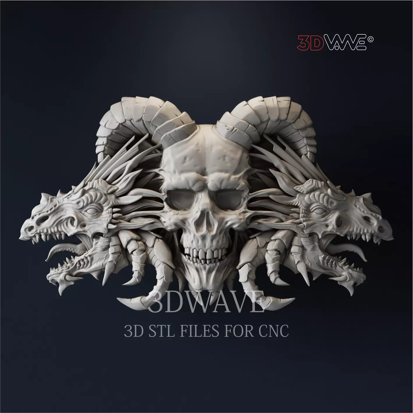 DRAGON WITH SKULLS 3D print model_0