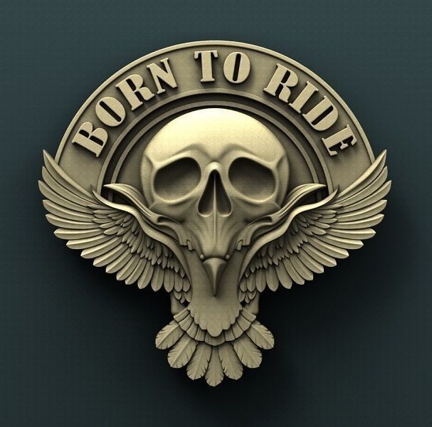3d STL Model for CNC Router Bikers Skull