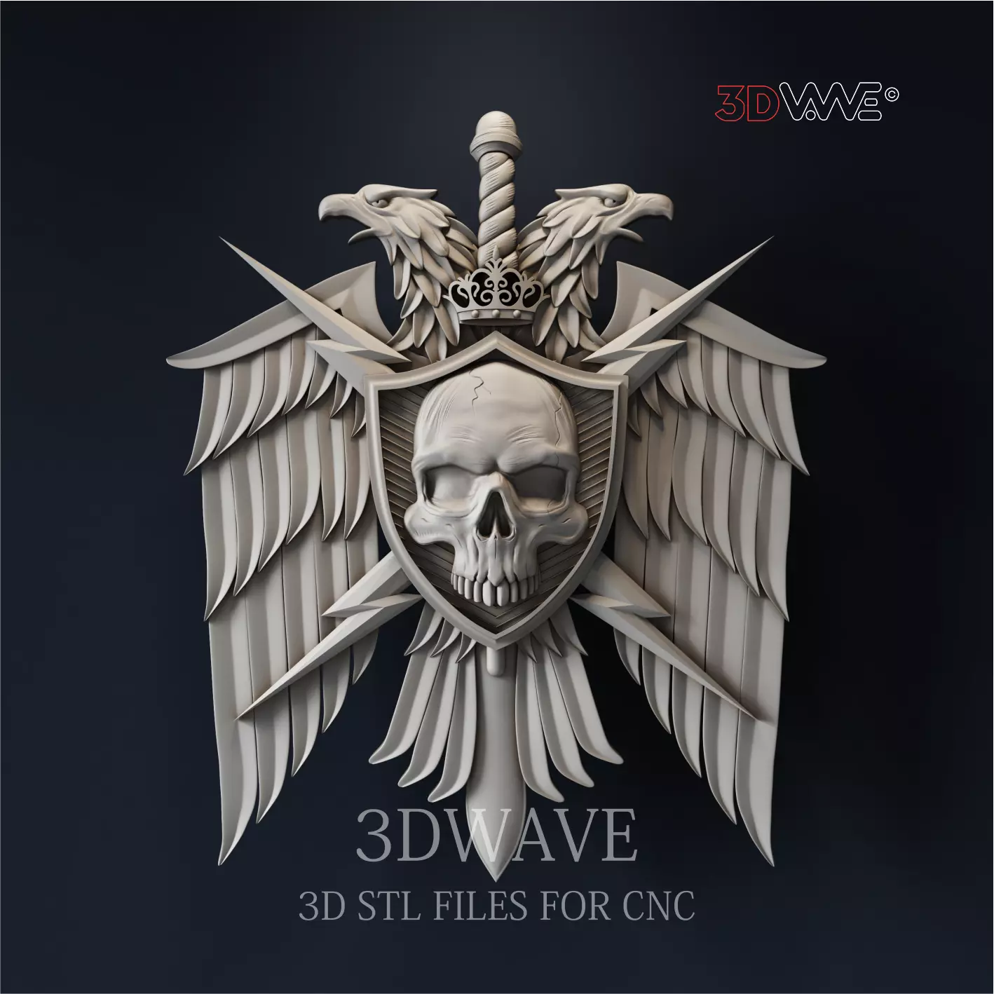 SKULL WITH EAGLES 3D print model_0