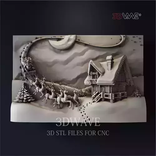 SANTA CLAUS WITH REINDEERS  3D print model