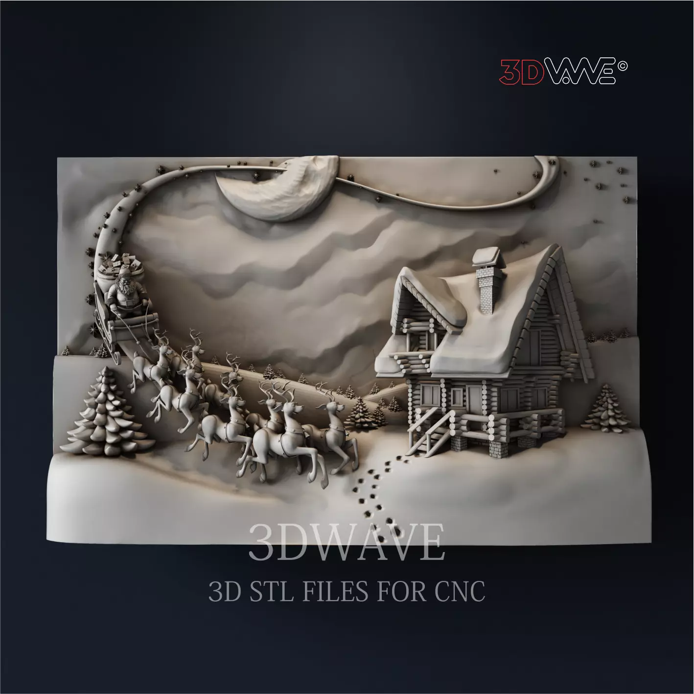 SANTA CLAUS WITH REINDEERS  3D print model_0