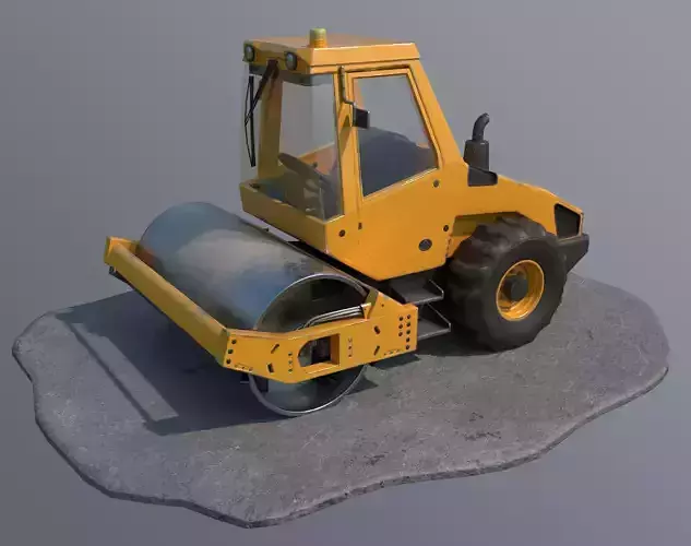 Road Roller Low-poly 3D model