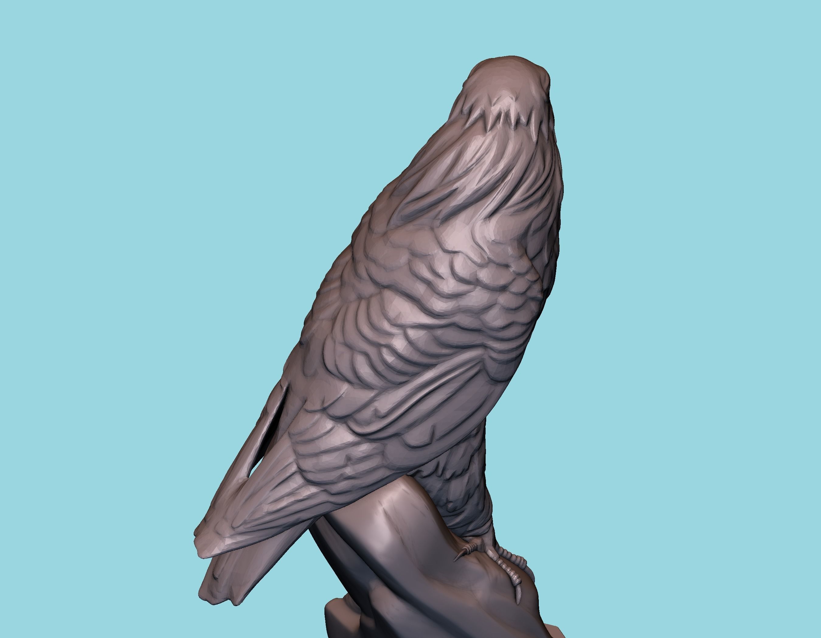 Hawk statue 3D print model_13