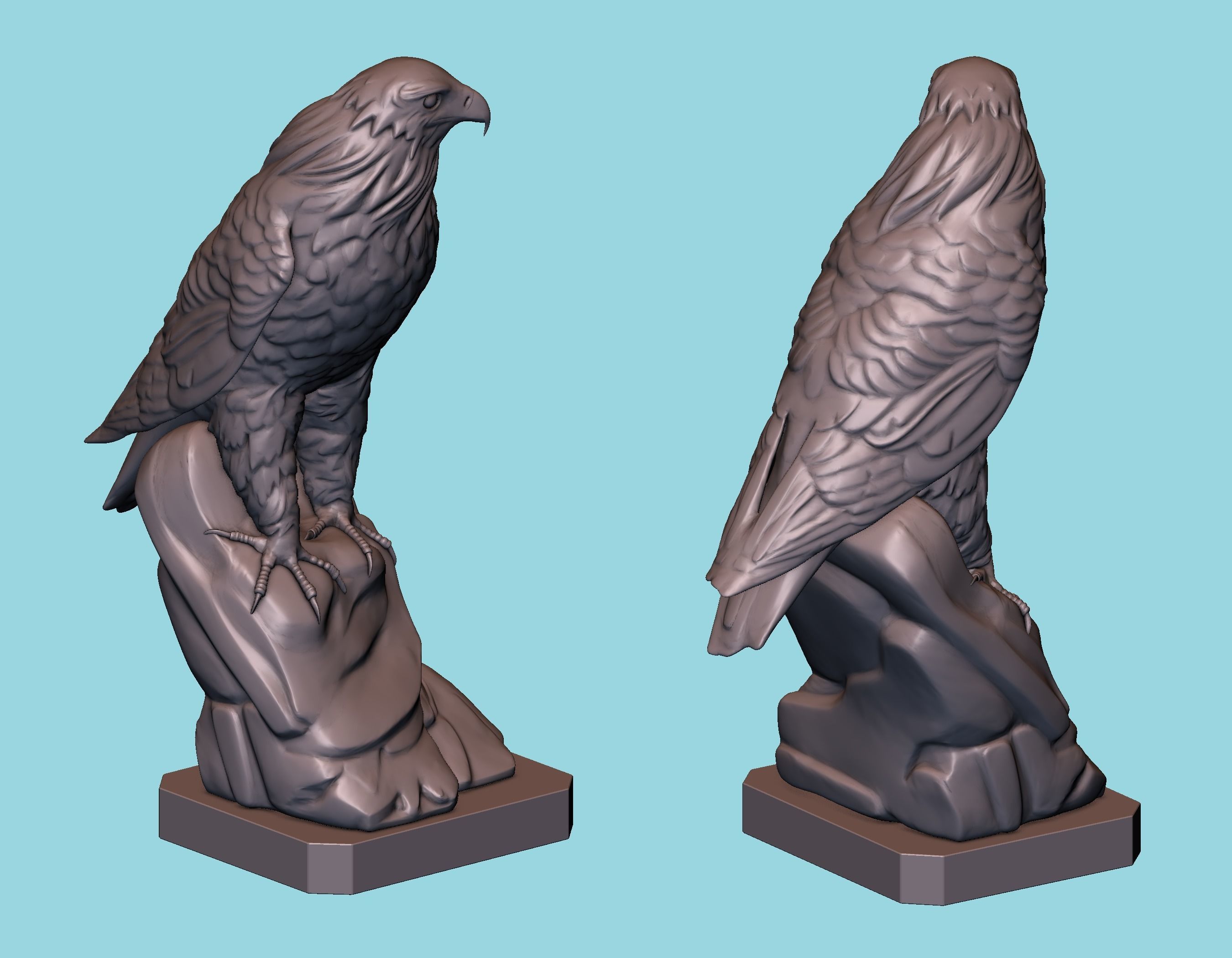Hawk statue 3D print model_0