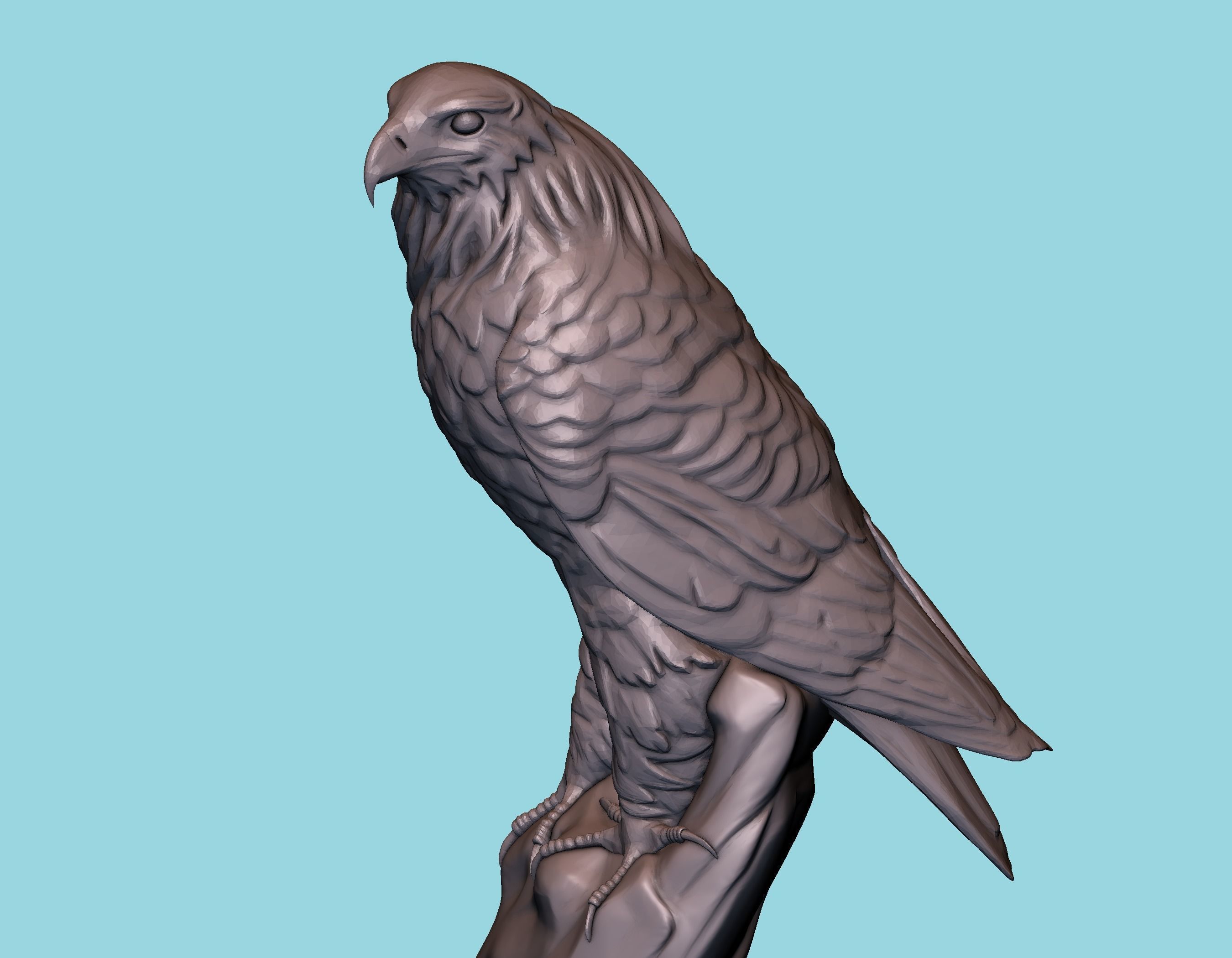 Hawk statue 3D print model_11
