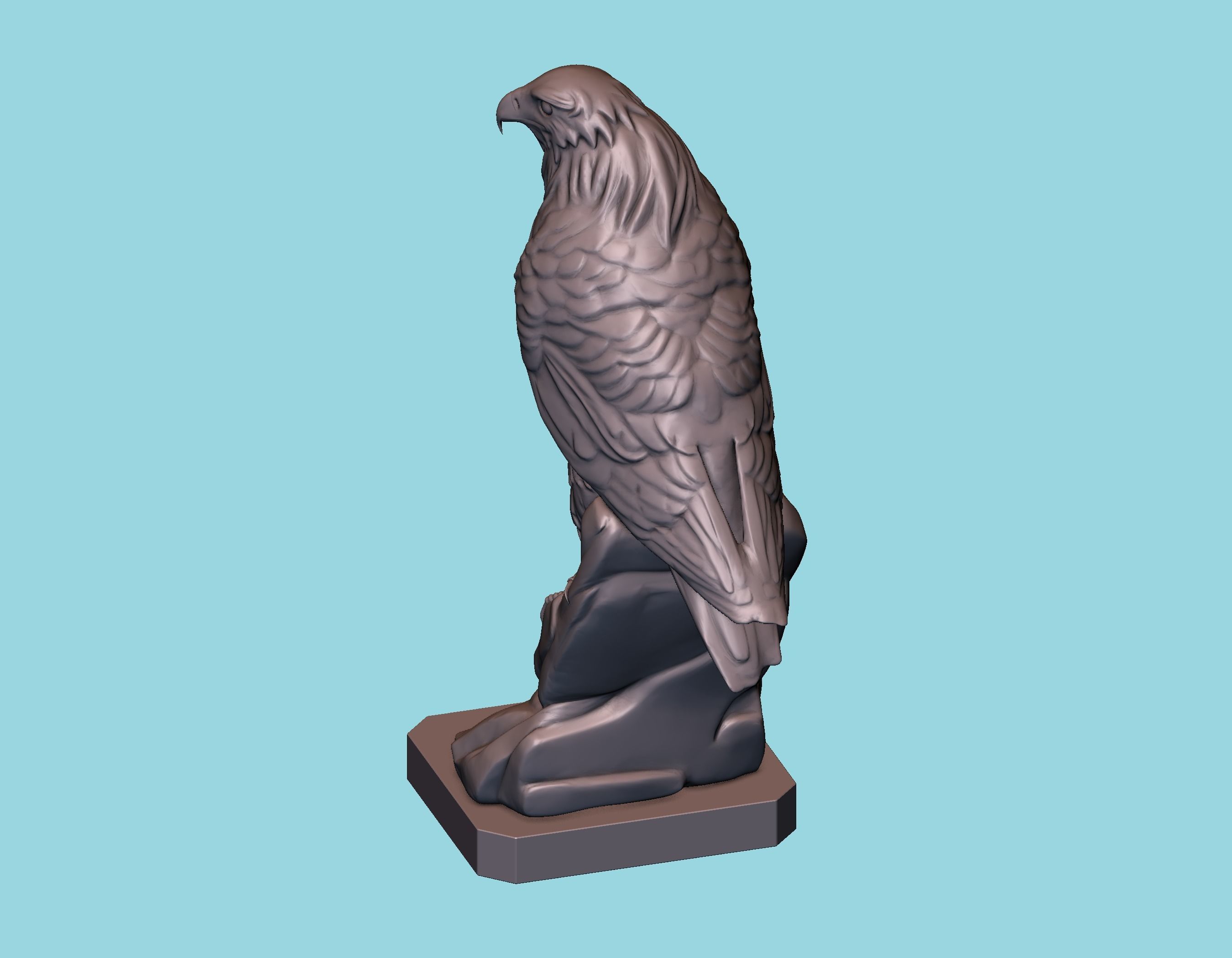 Hawk statue 3D print model_5