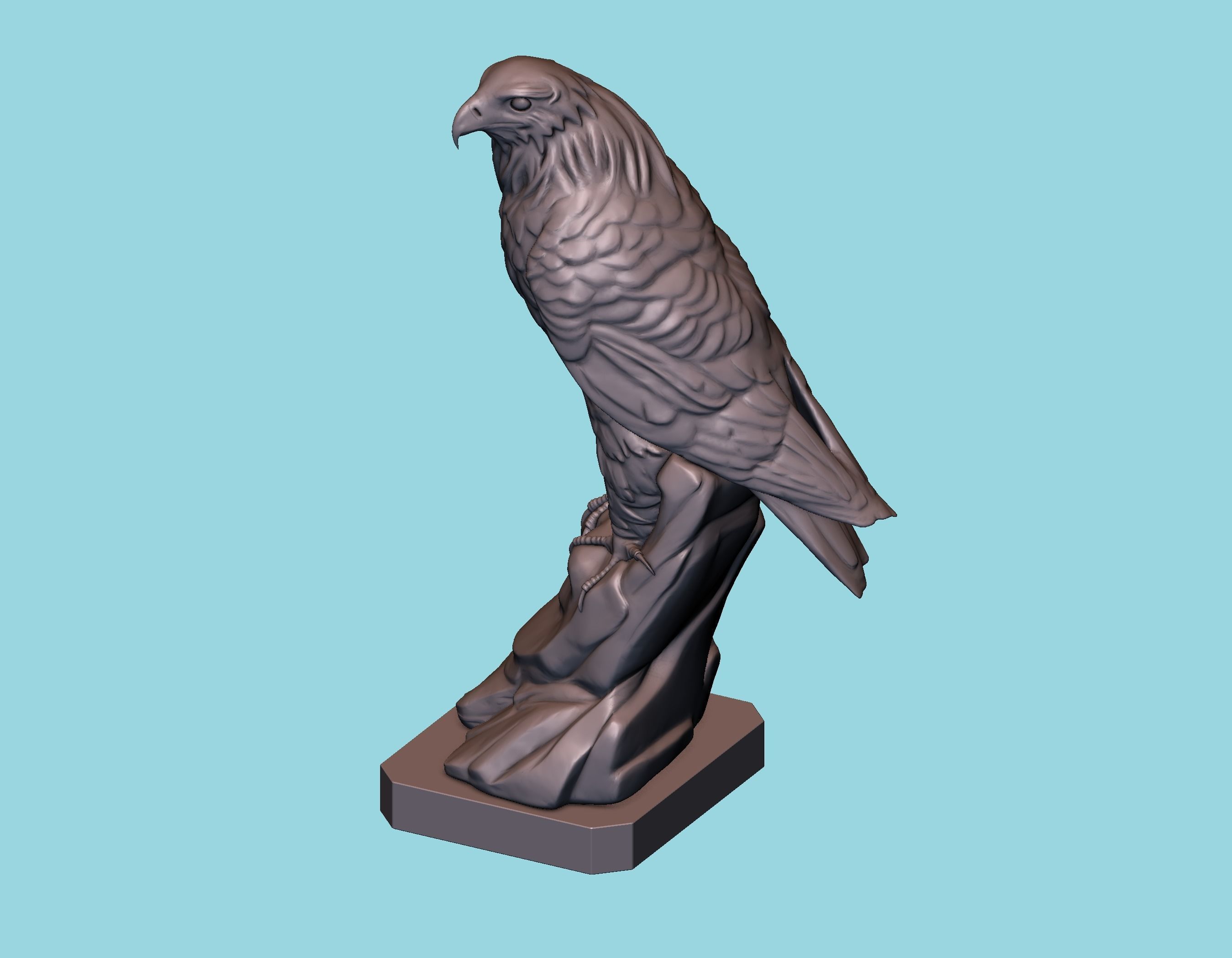 Hawk statue 3D print model_4