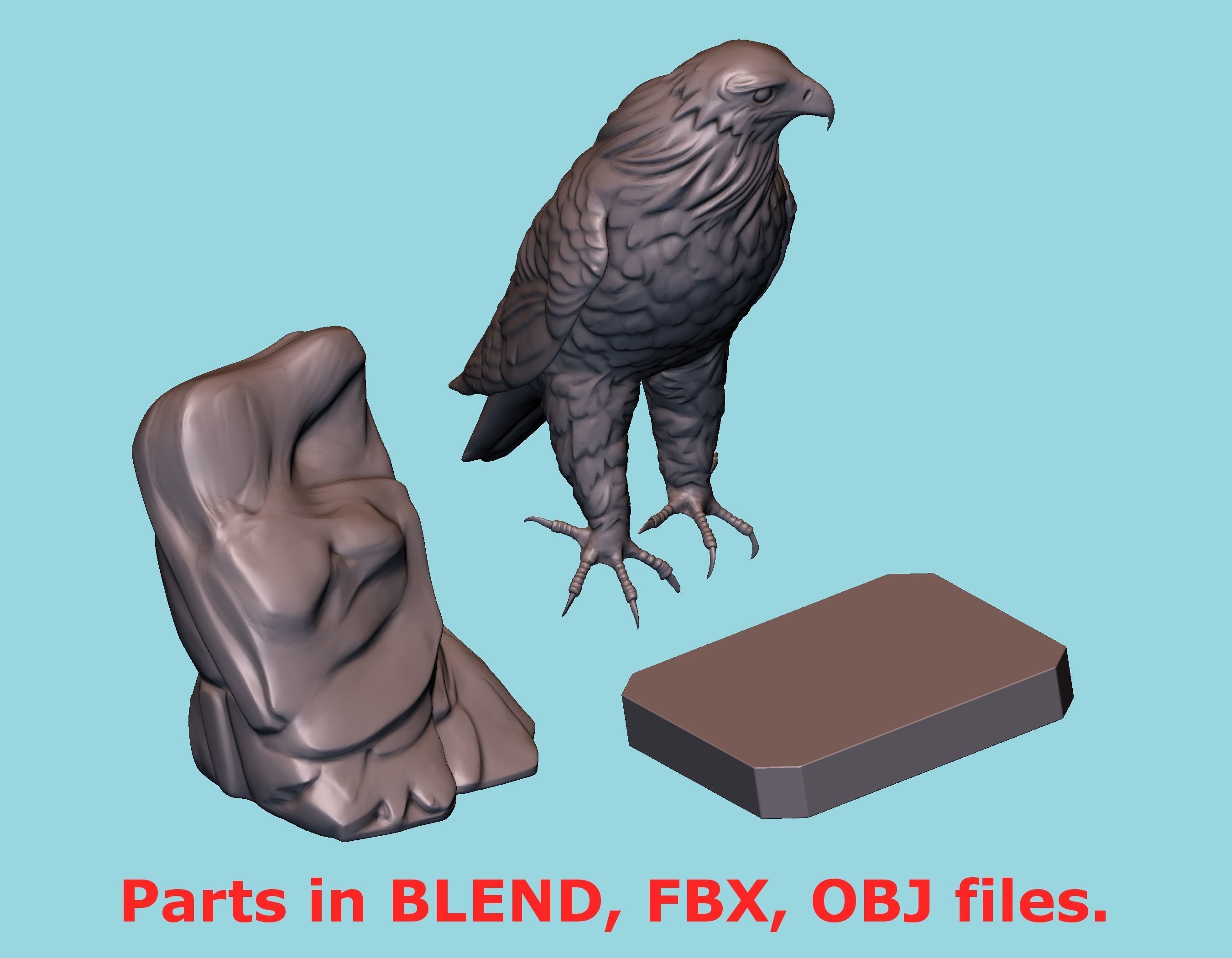 Hawk statue 3D print model_18