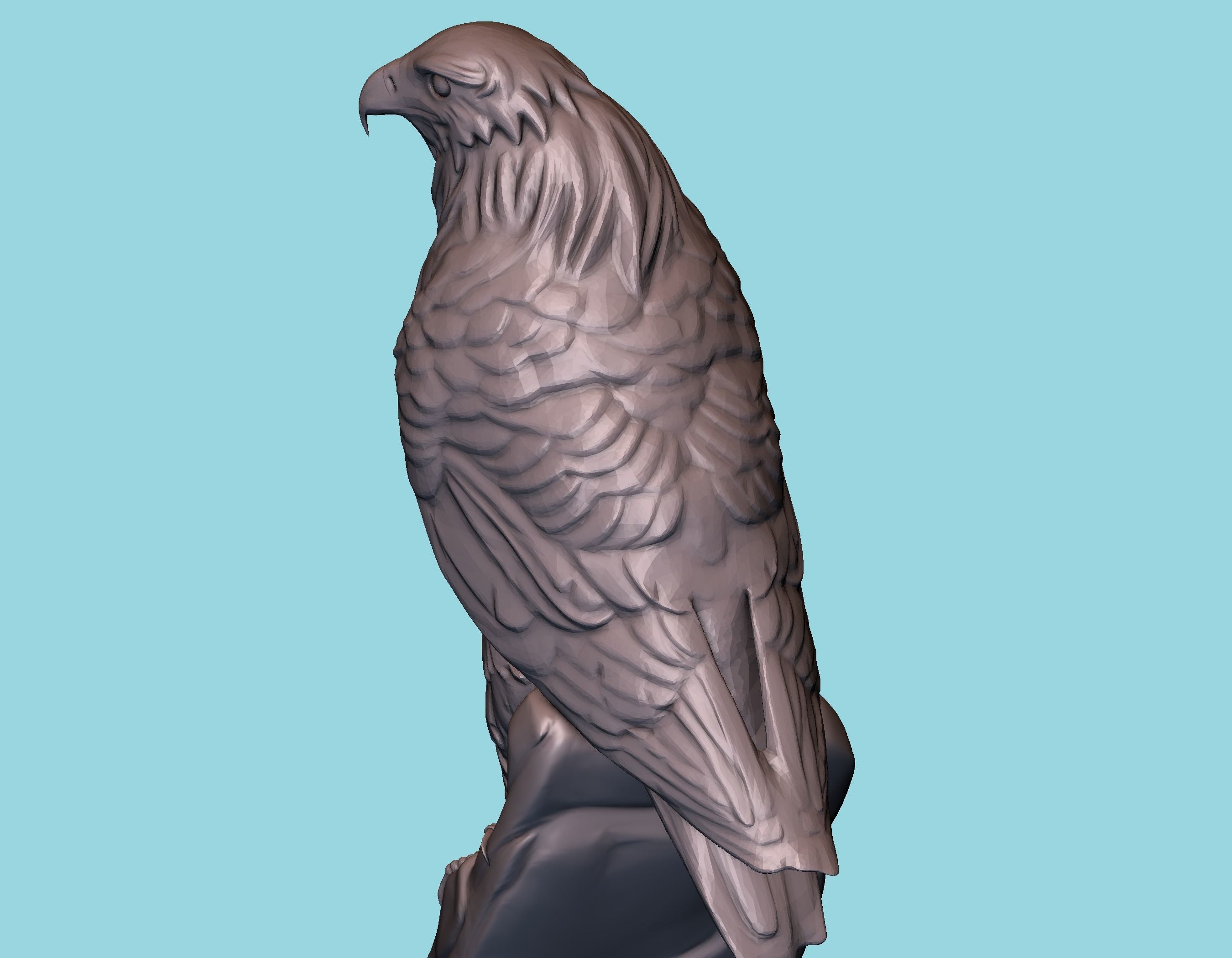 Hawk statue 3D print model_12