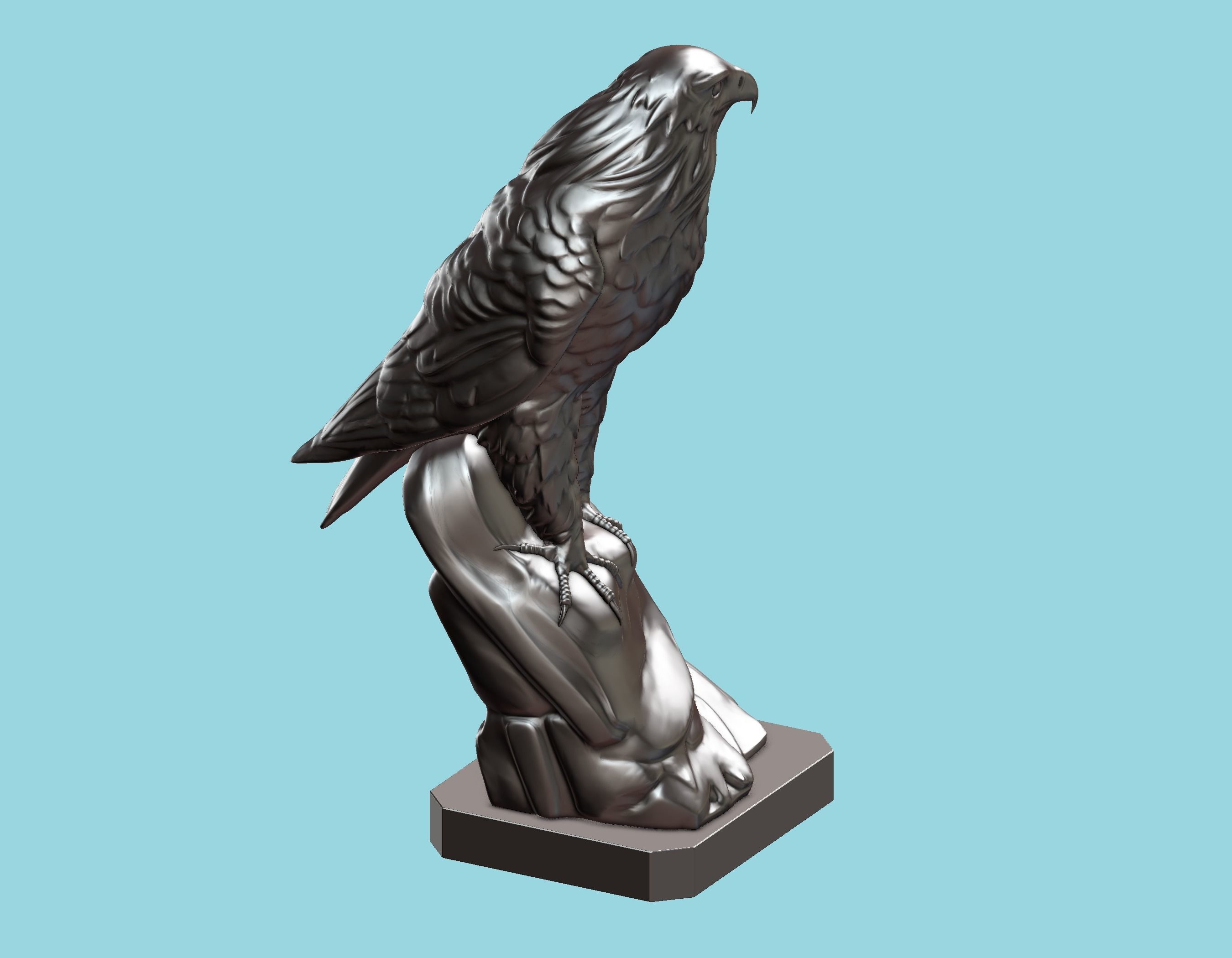 Hawk statue 3D print model_15