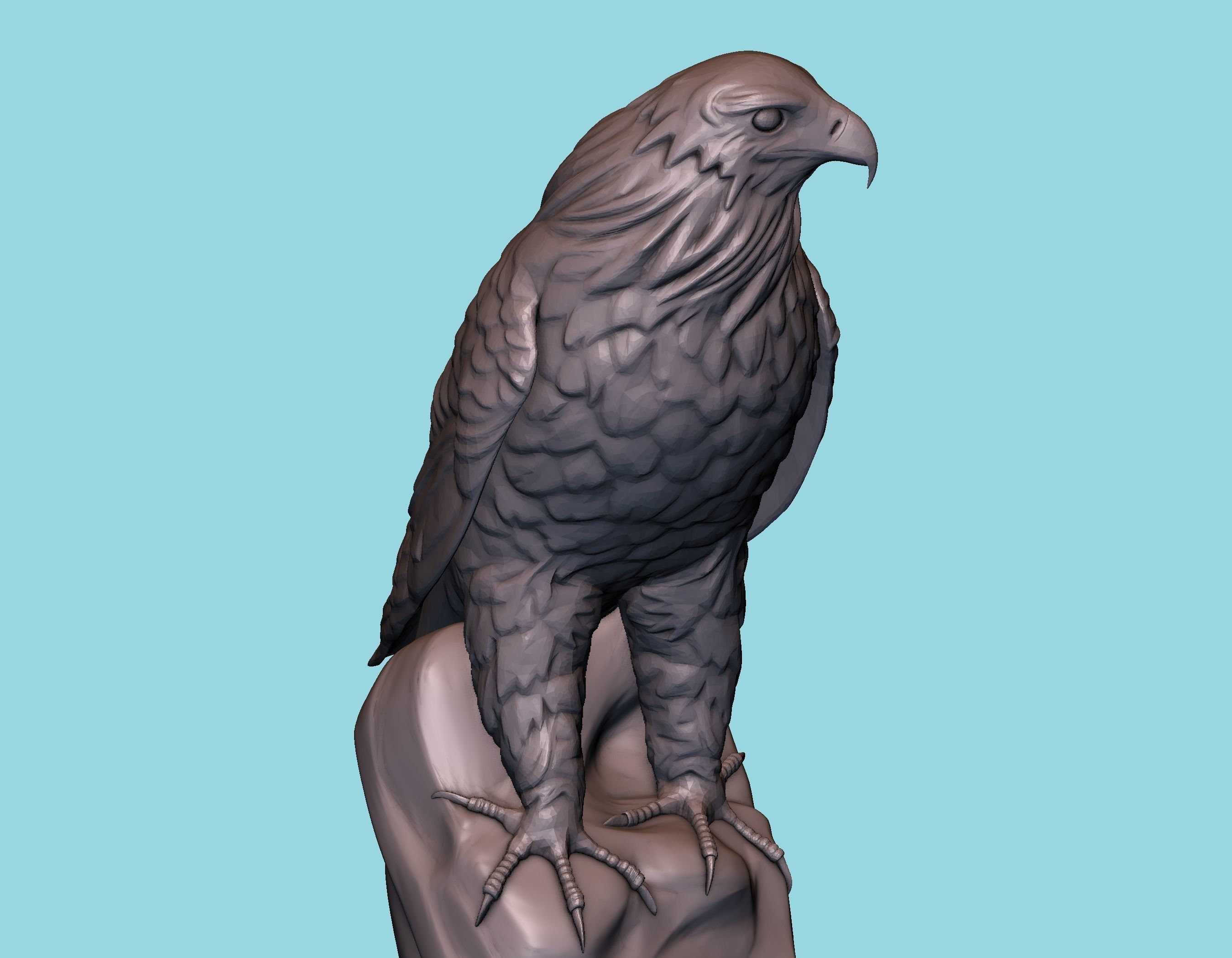 Hawk statue 3D print model_9