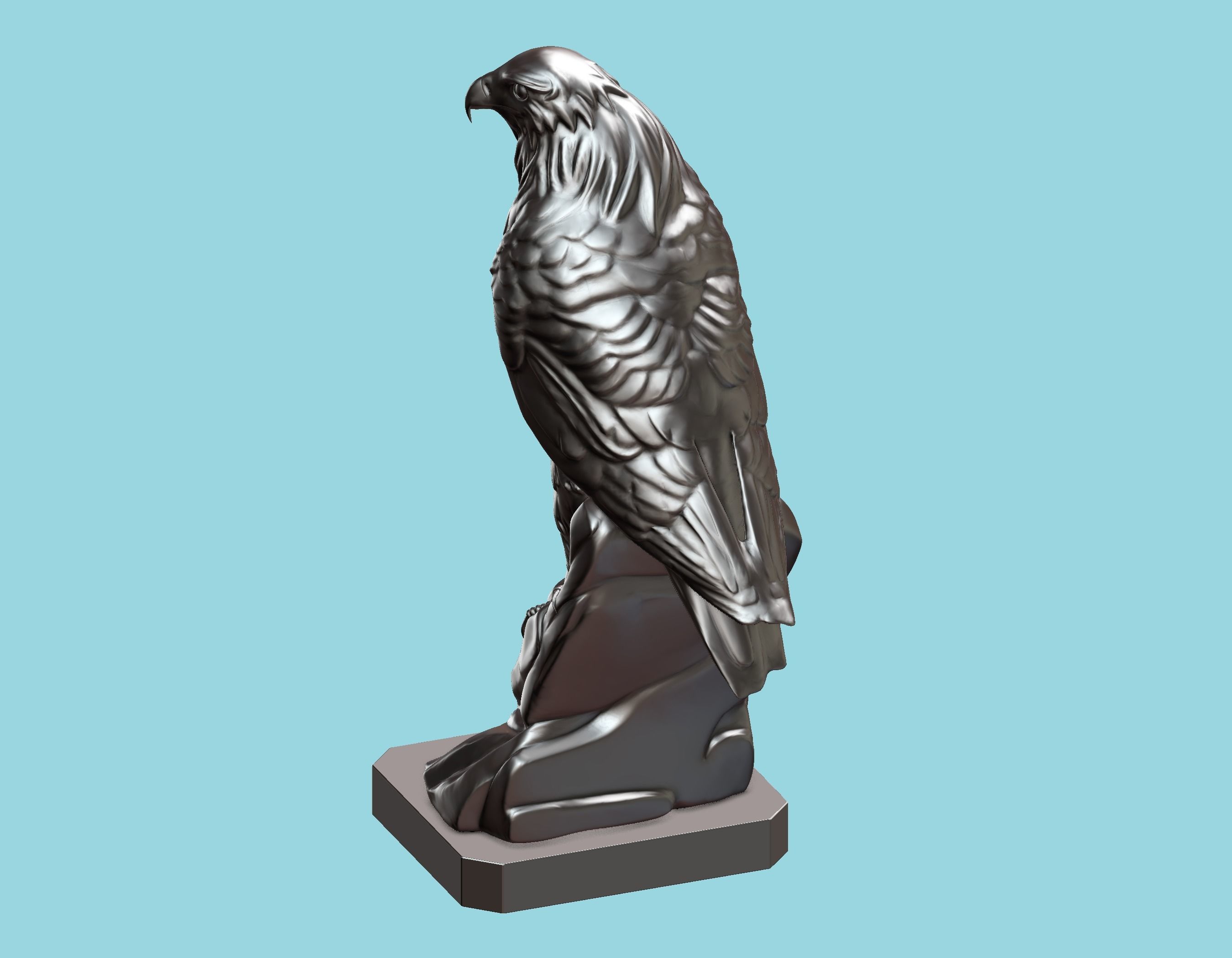 Hawk statue 3D print model_17