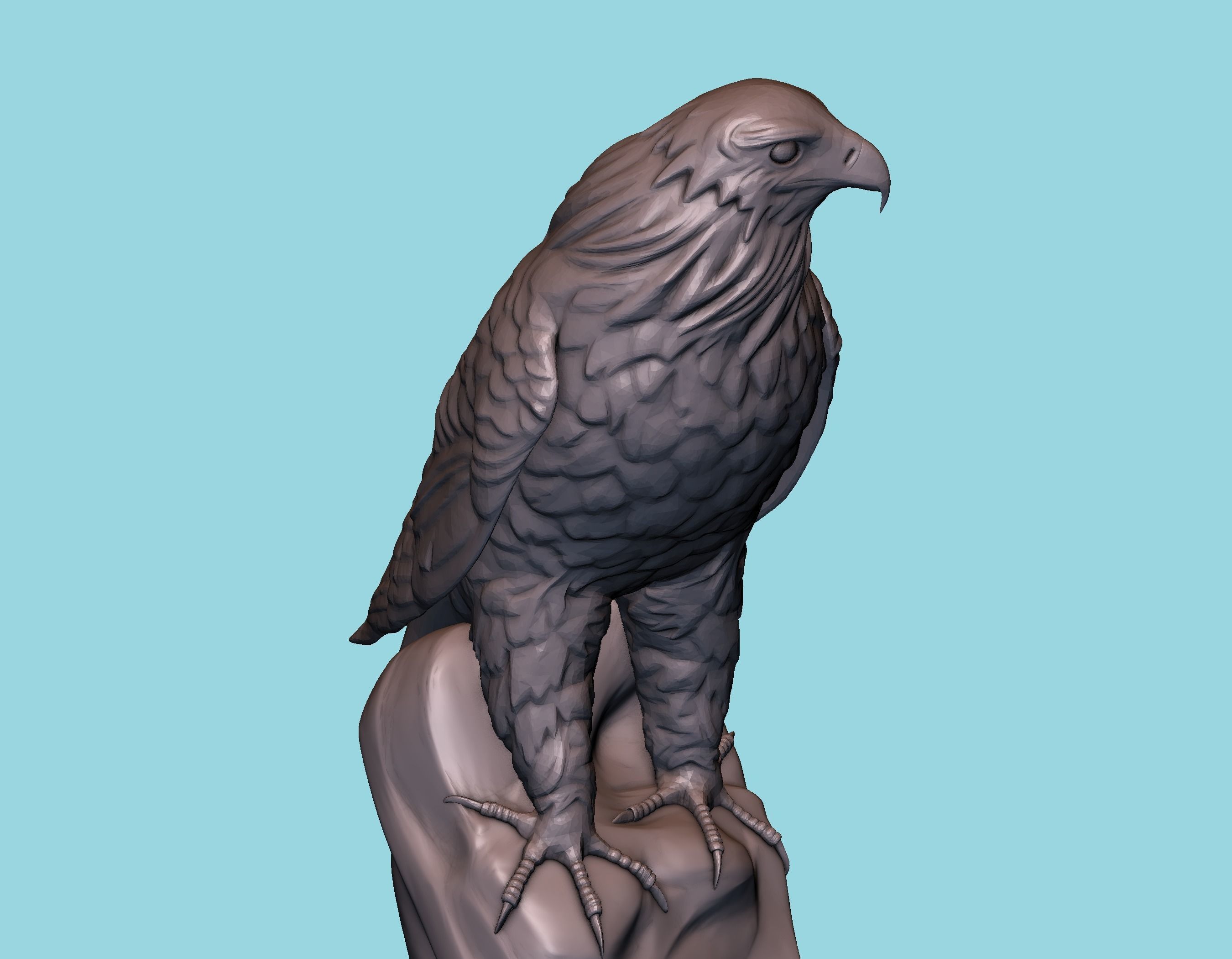 Hawk statue 3D print model_14