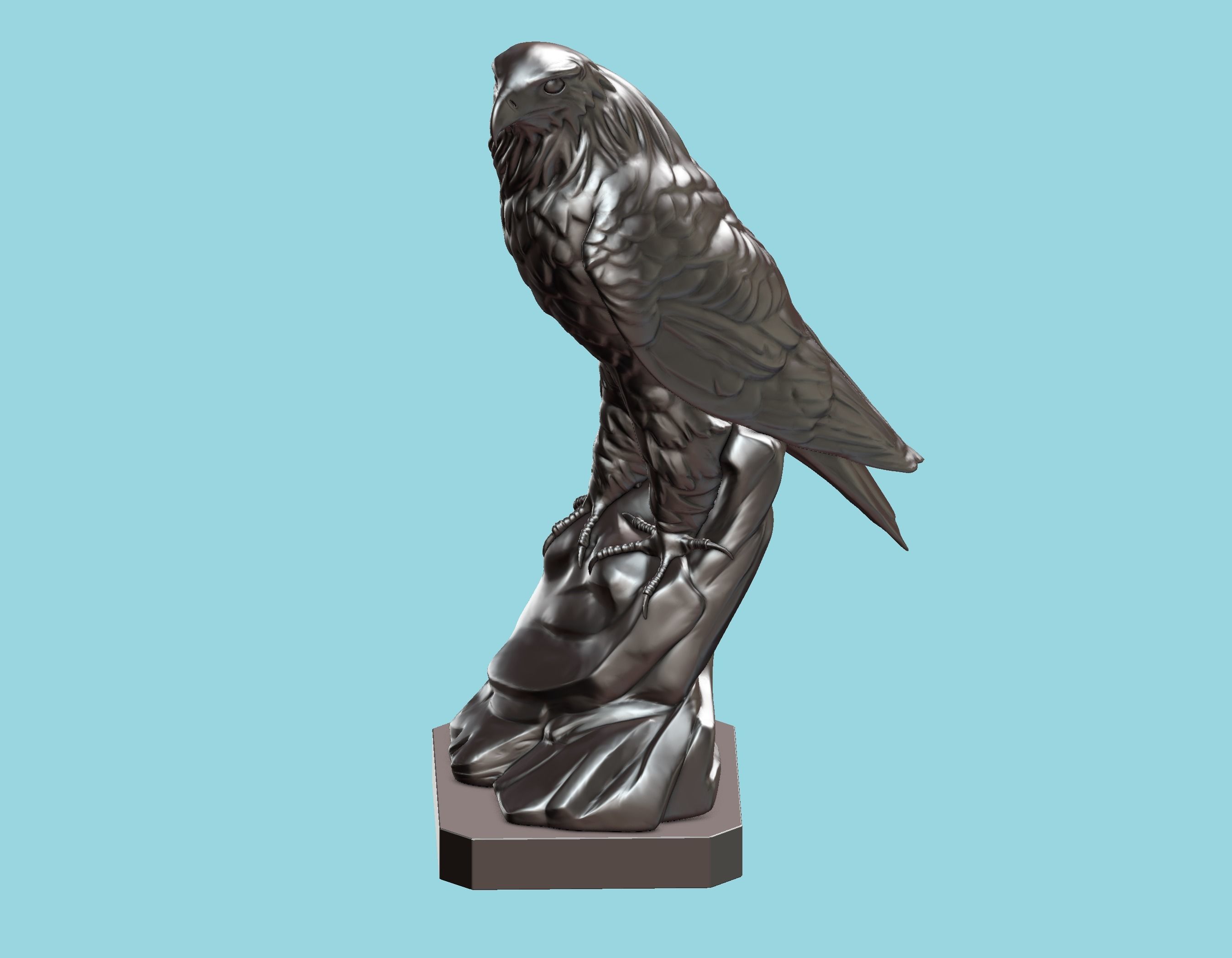 Hawk statue 3D print model_16