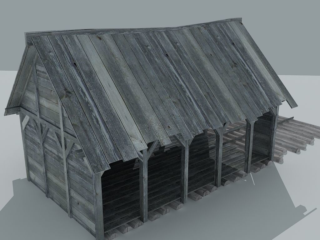 Sawmill Medieval Low-poly 3D model_1