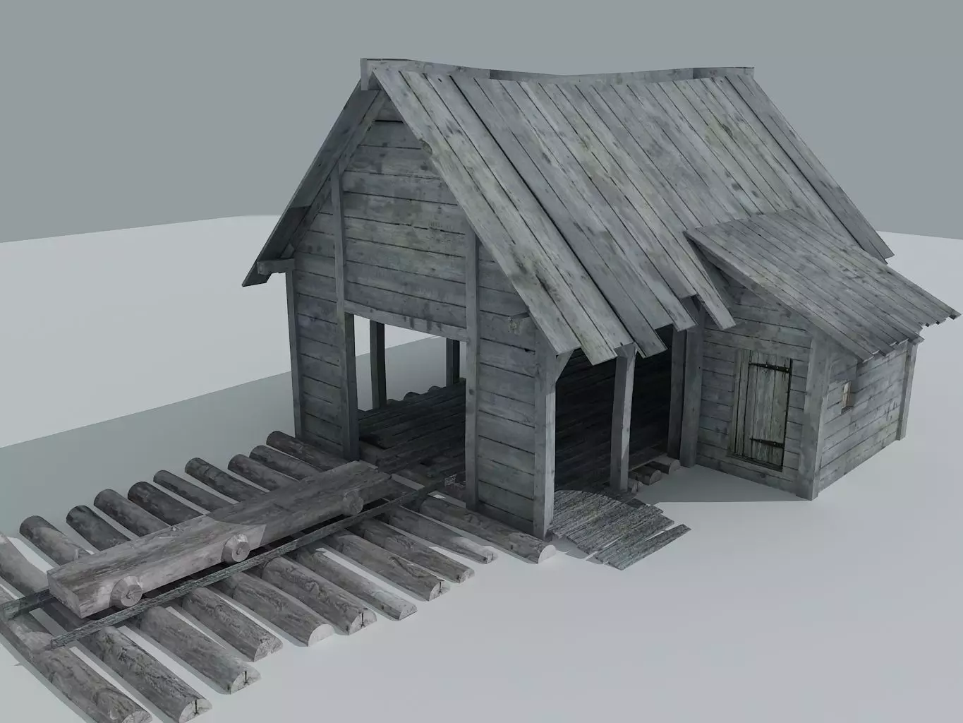 Sawmill Medieval Low-poly 3D model_0