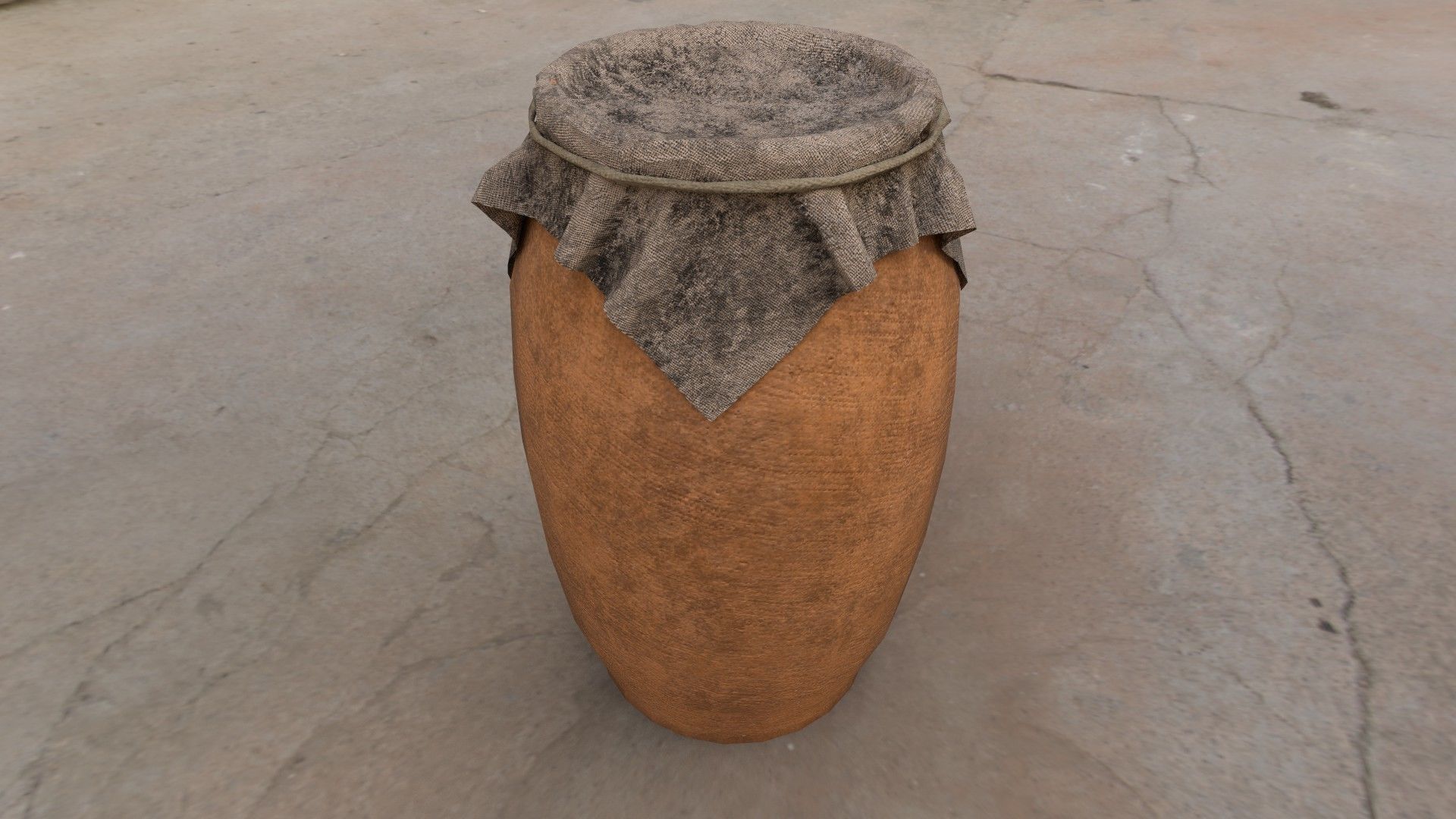 Big Pot closed with cloth Low-poly 3D model_2