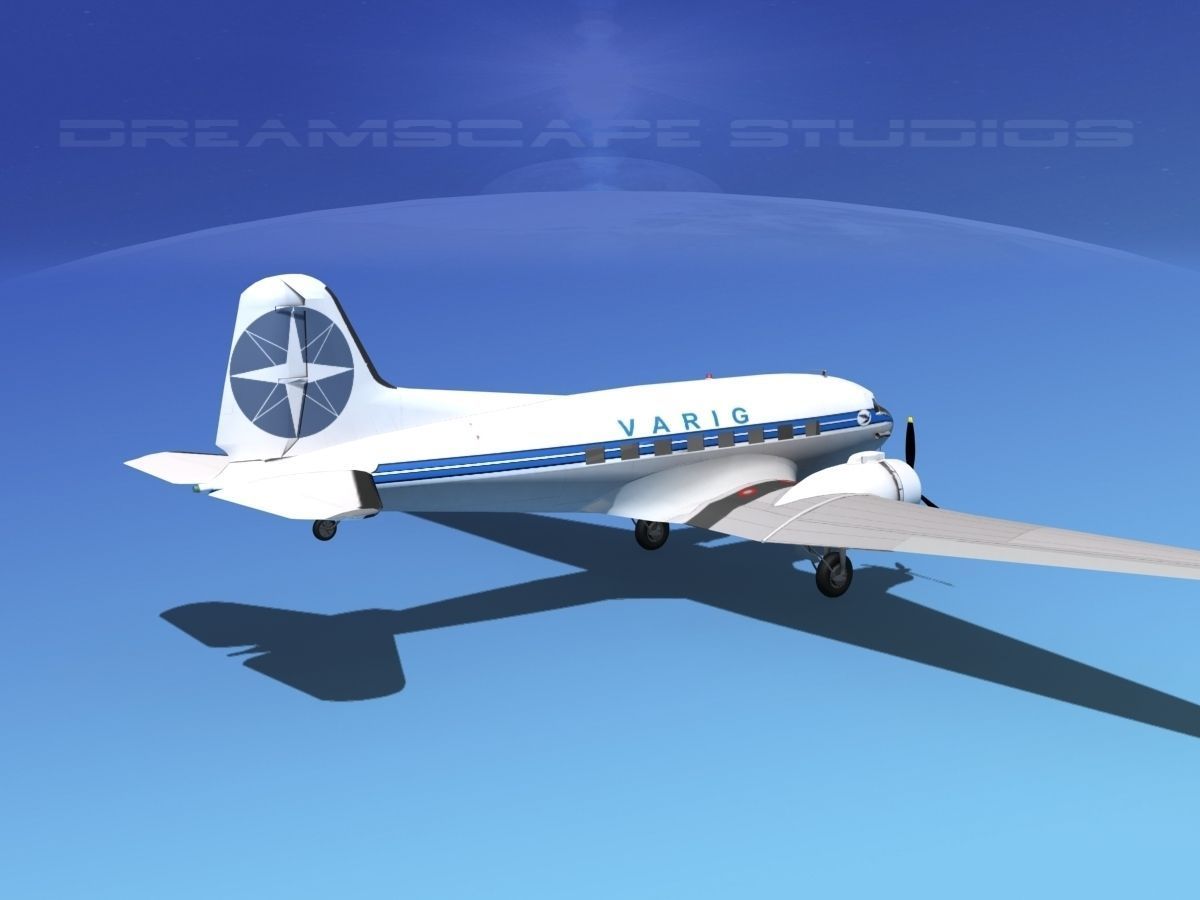 Douglas DC-3 Varig 3D model_11