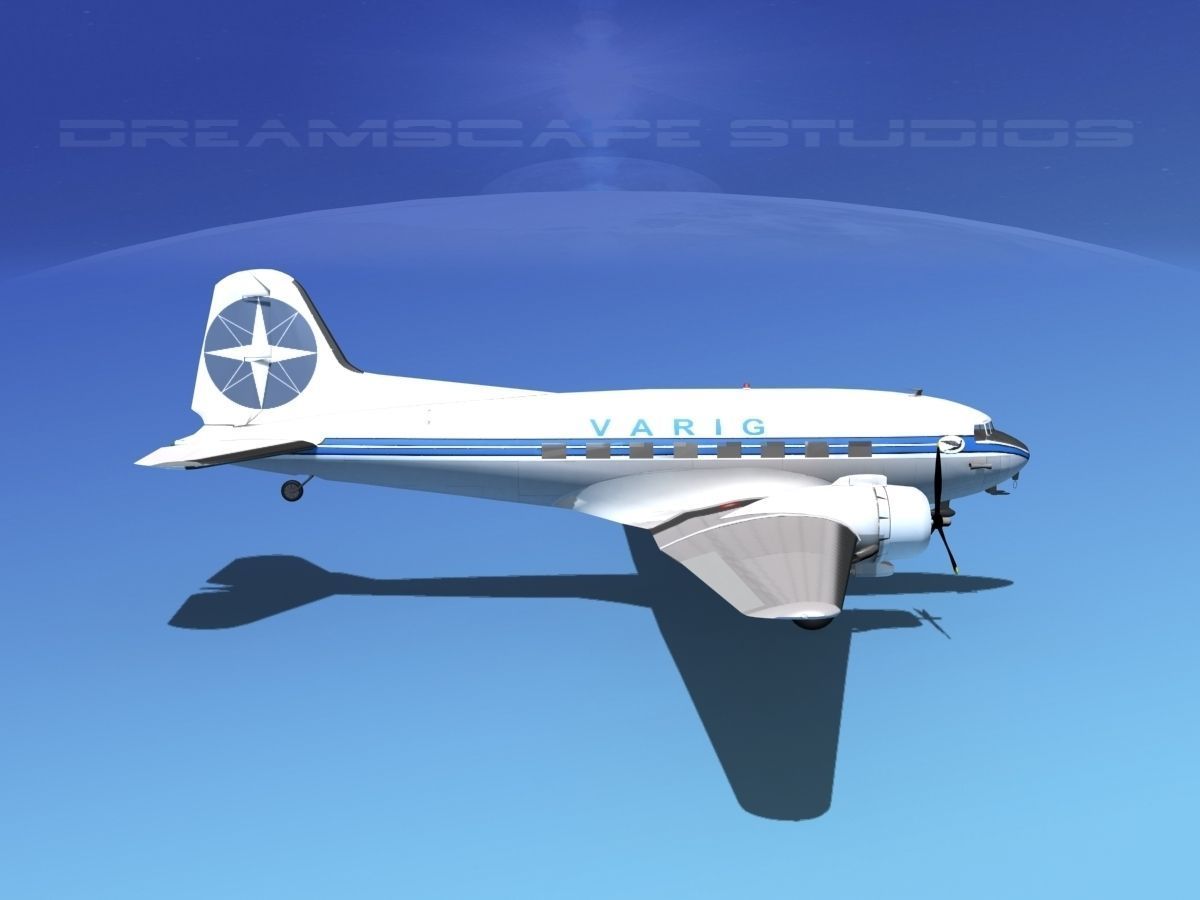 Douglas DC-3 Varig 3D model_12