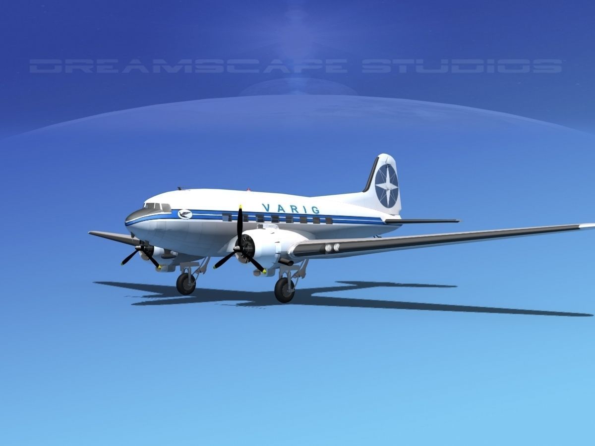 Douglas DC-3 Varig 3D model_4
