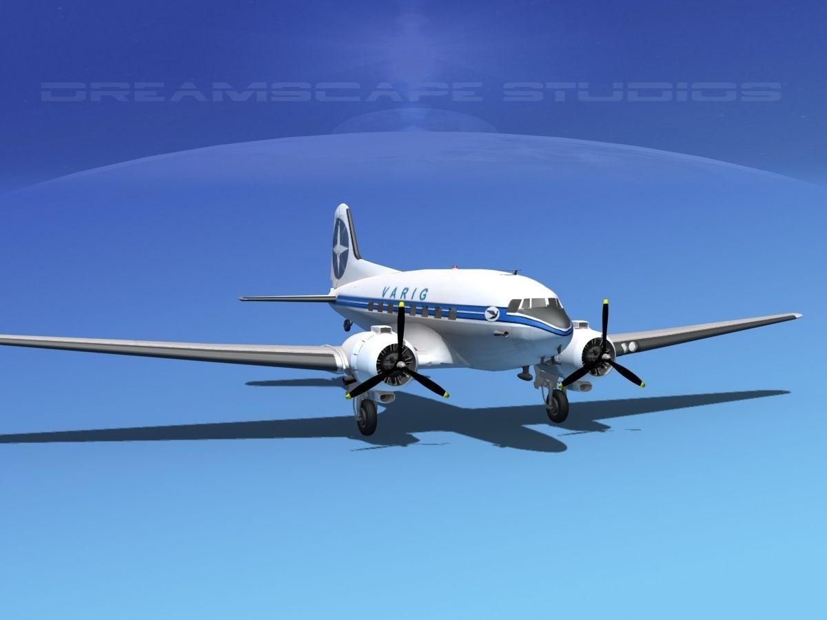 Douglas DC-3 Varig 3D model_9