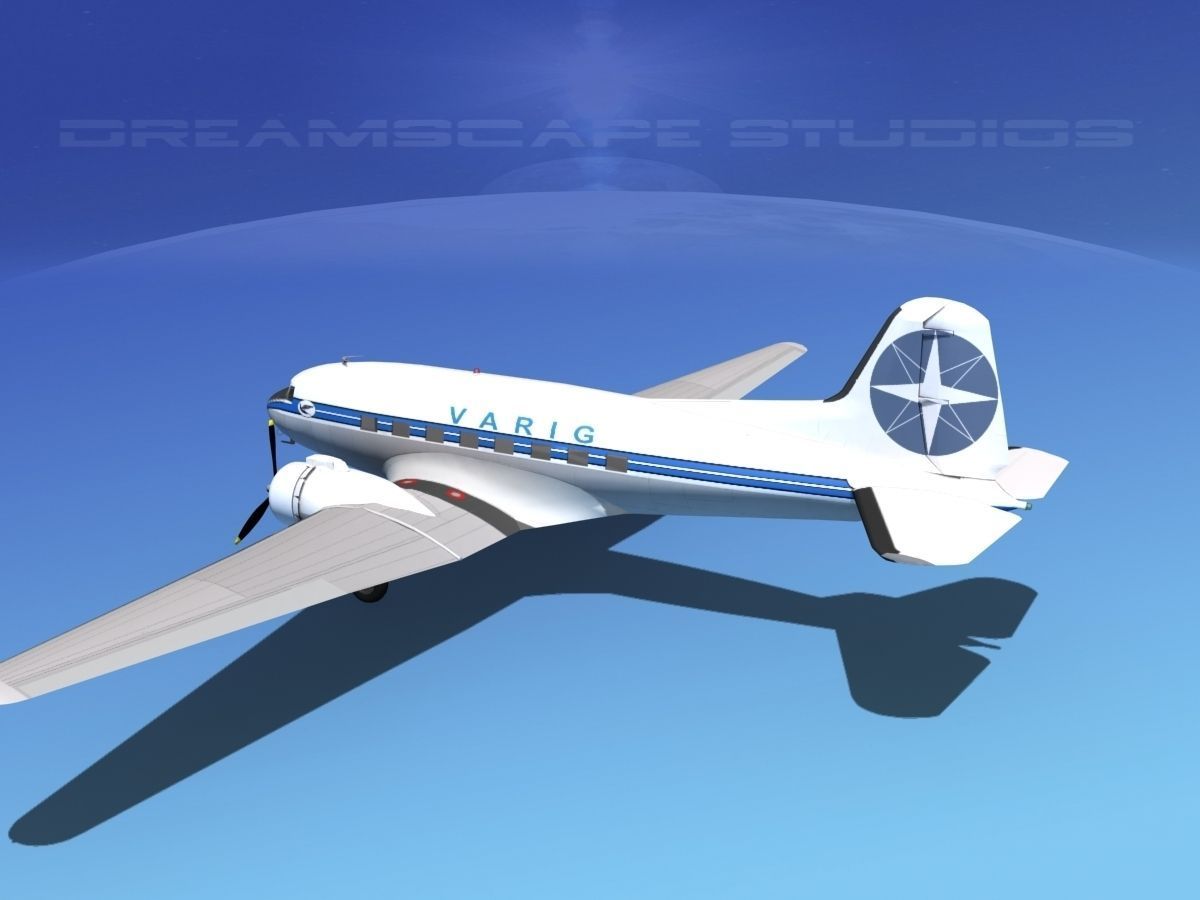 Douglas DC-3 Varig 3D model_14