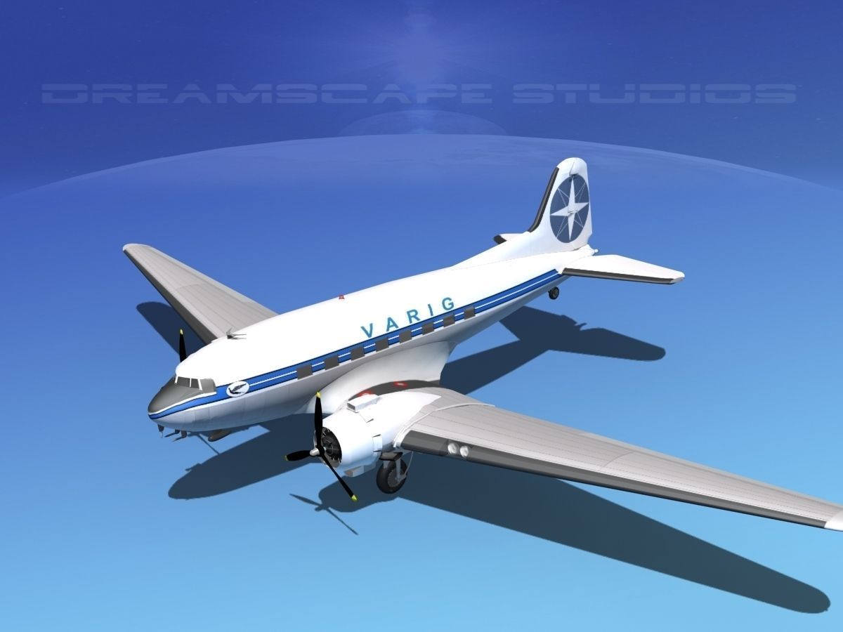 Douglas DC-3 Varig 3D model_15
