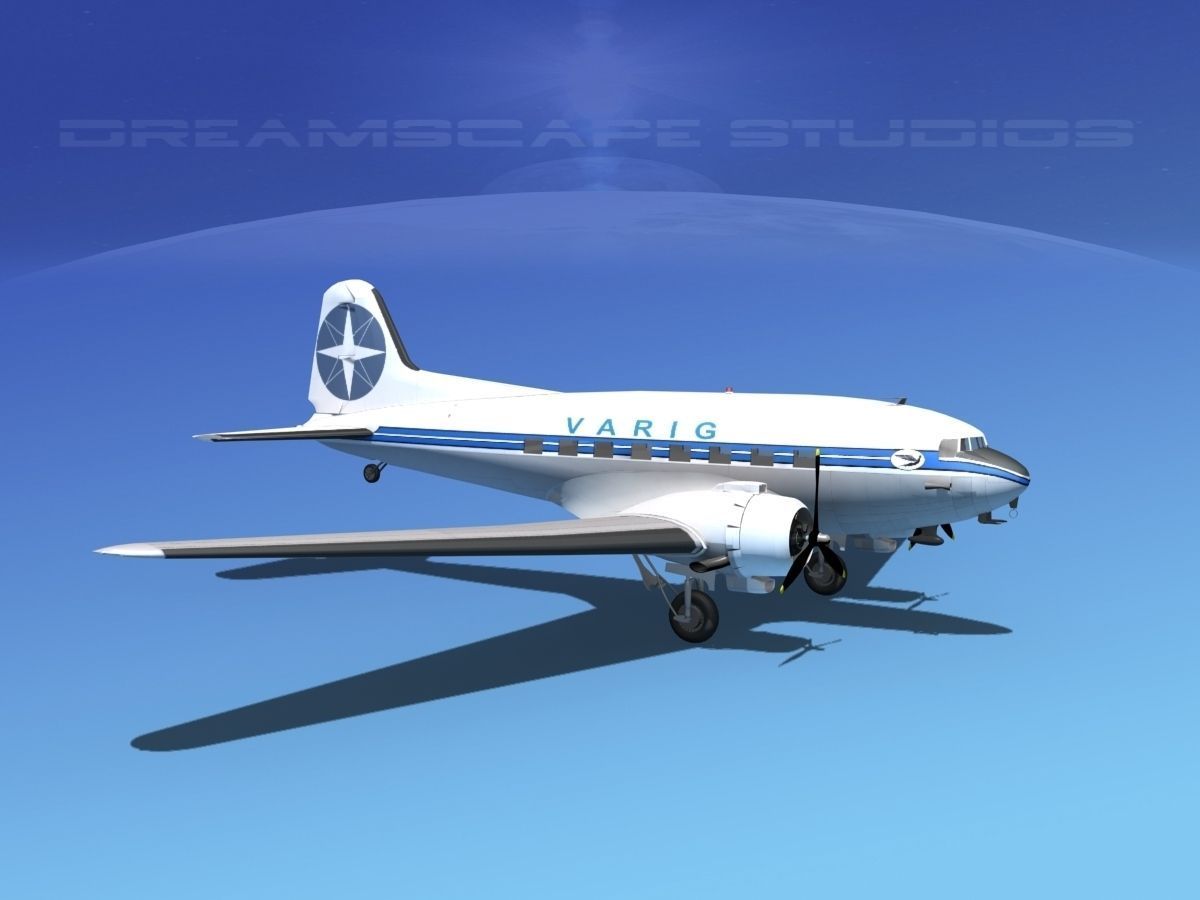 Douglas DC-3 Varig 3D model_13
