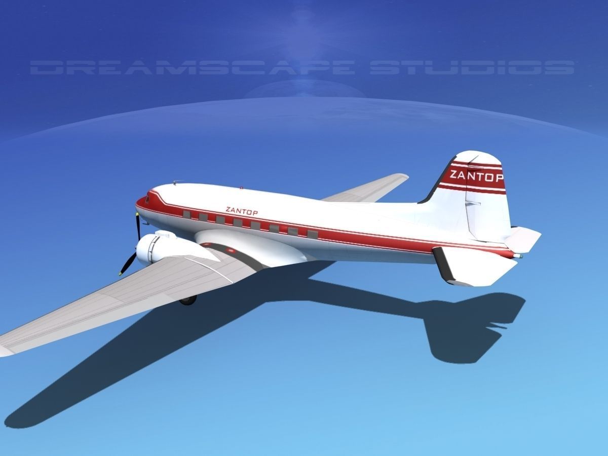 Douglas DC-3 Zantop 3D model_11