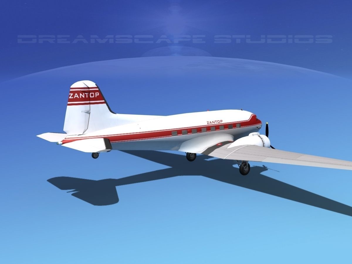 Douglas DC-3 Zantop 3D model_6