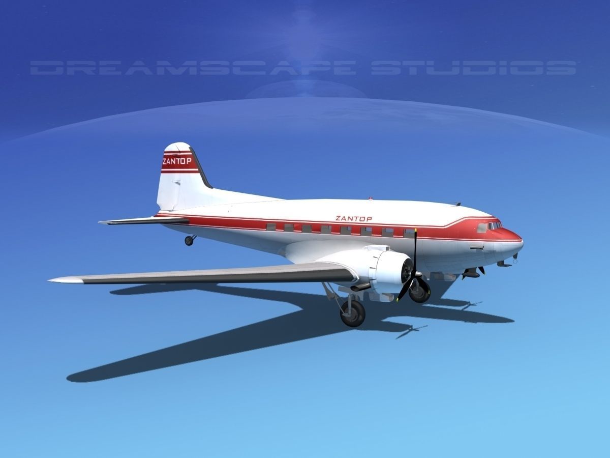 Douglas DC-3 Zantop 3D model_4