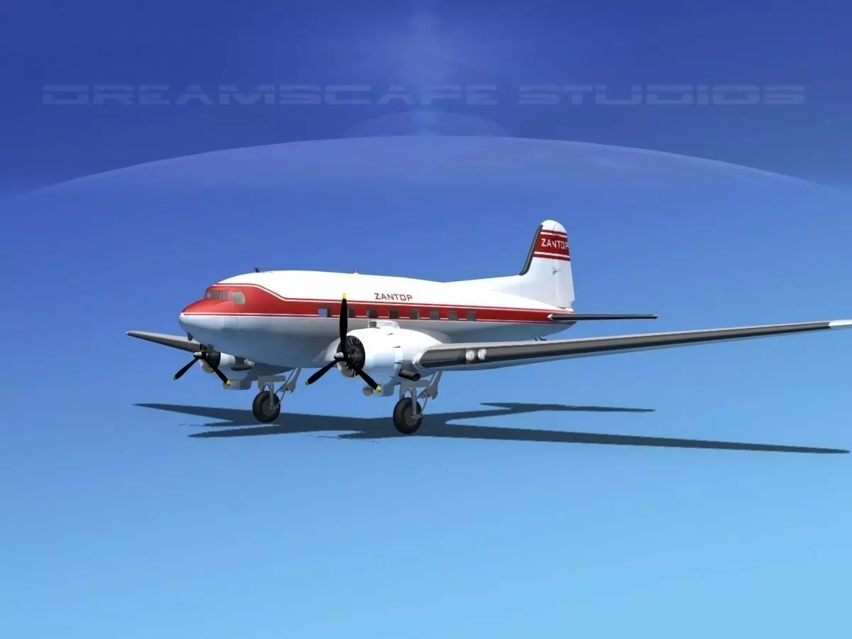 Douglas DC-3 Zantop 3D model_0