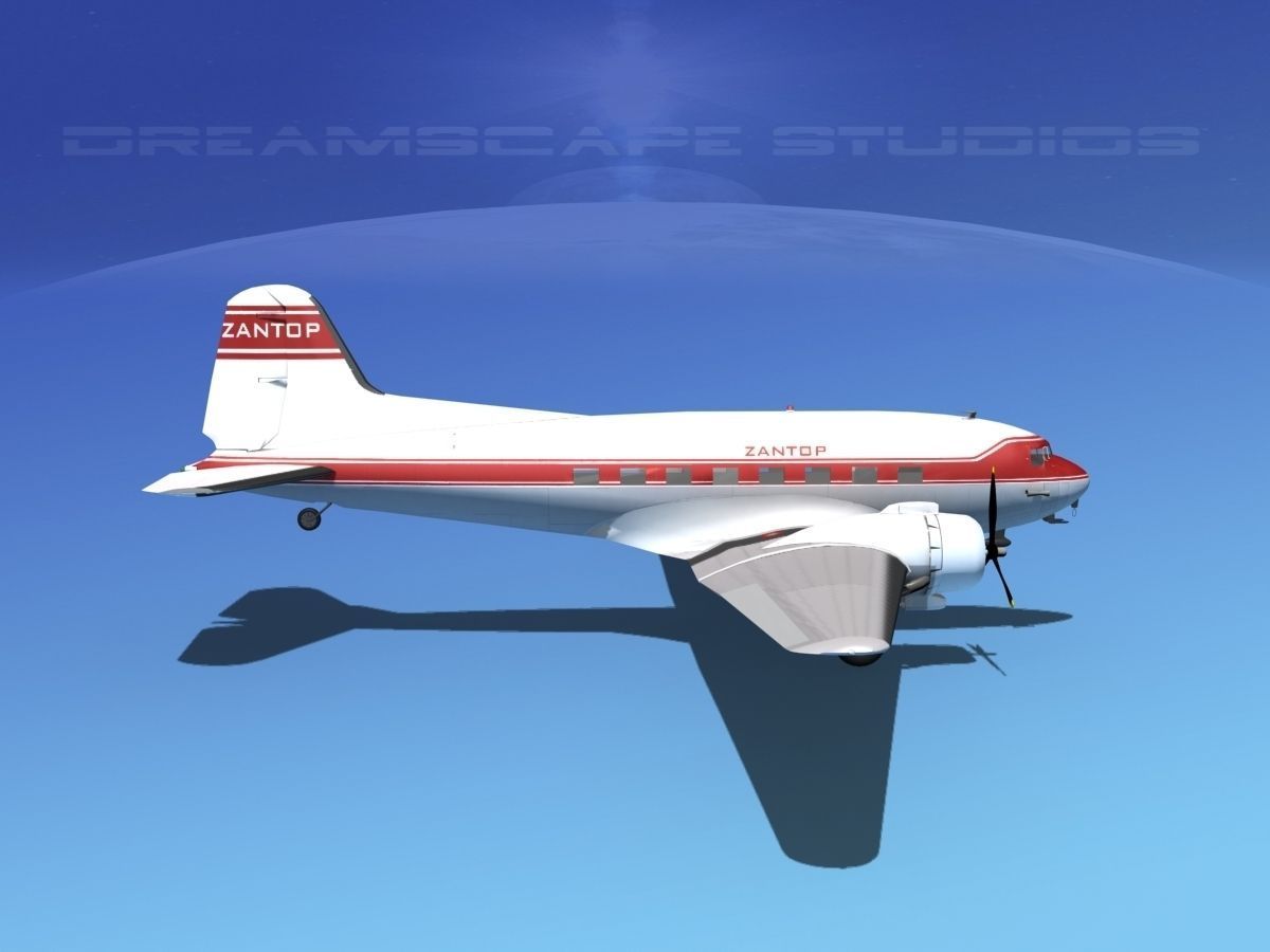 Douglas DC-3 Zantop 3D model_5