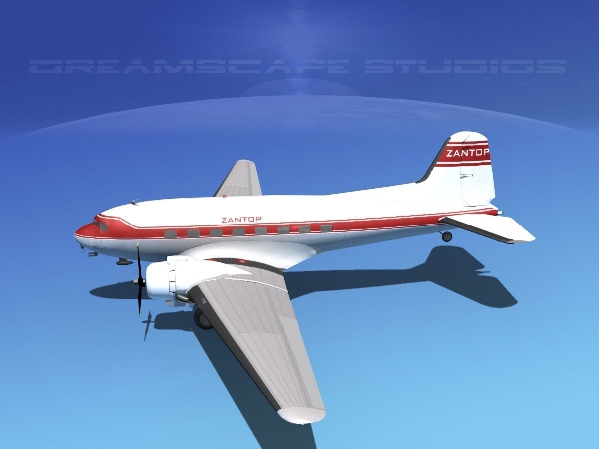 Douglas DC-3 Zantop 3D model_9
