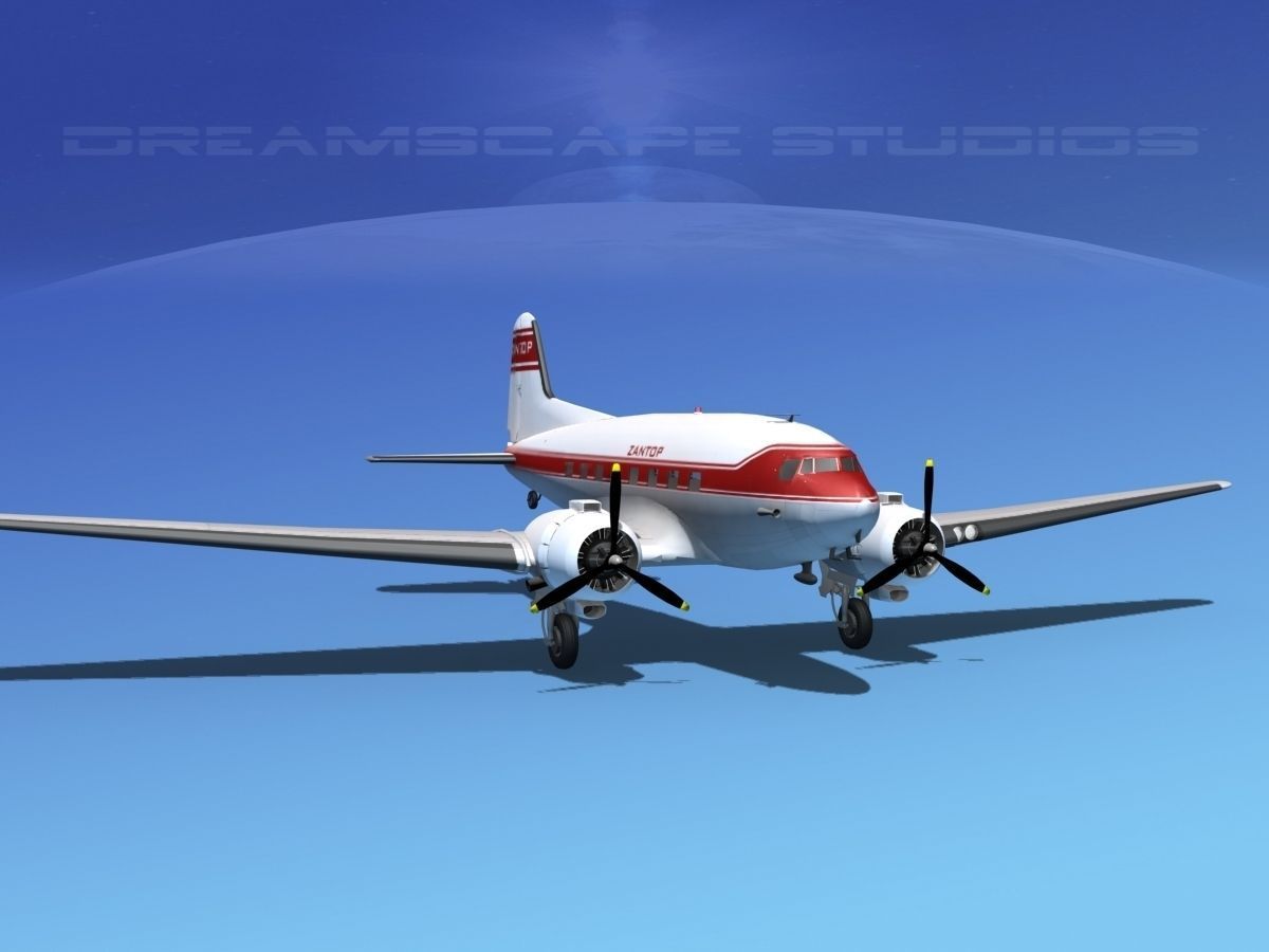 Douglas DC-3 Zantop 3D model_2
