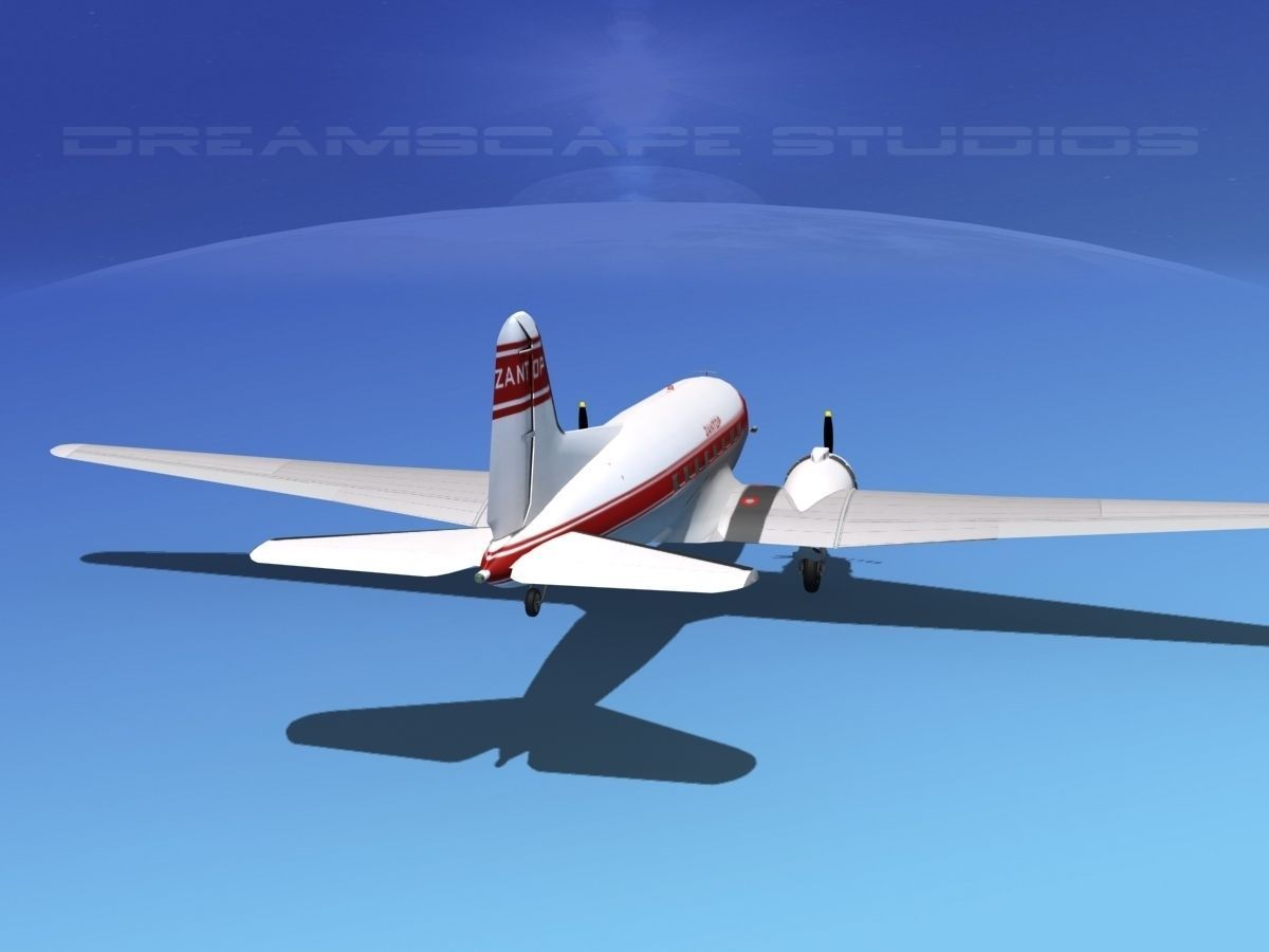 Douglas DC-3 Zantop 3D model_7