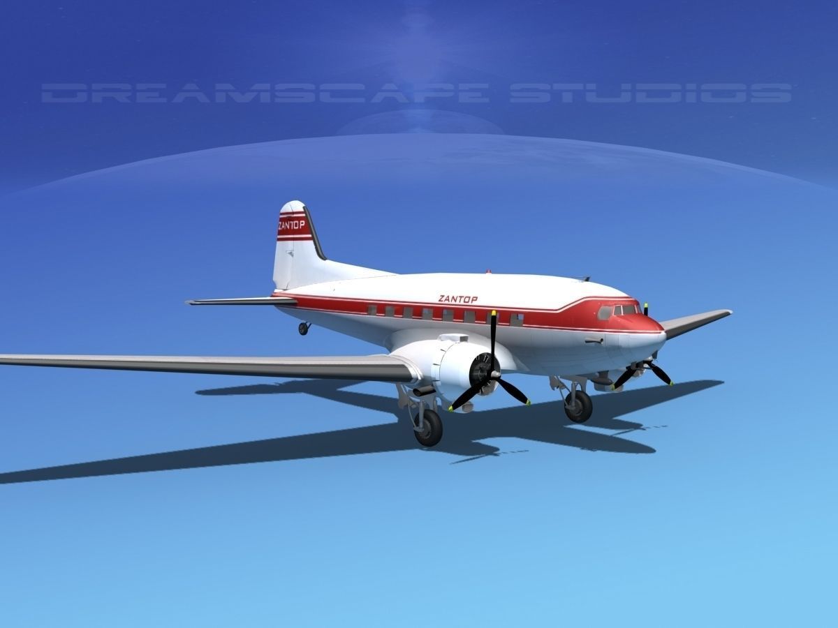 Douglas DC-3 Zantop 3D model_3