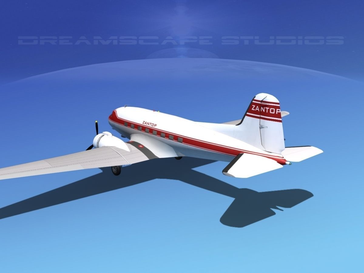 Douglas DC-3 Zantop 3D model_10