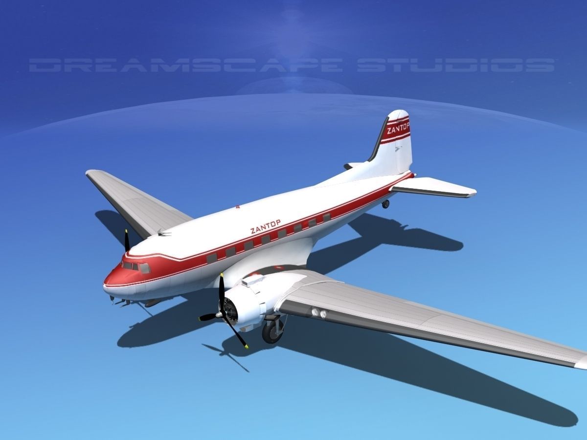 Douglas DC-3 Zantop 3D model_12