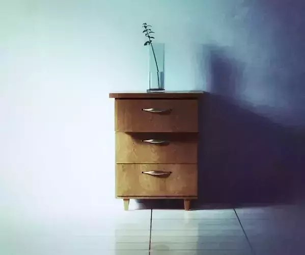 nightstand wooden dresser with vase