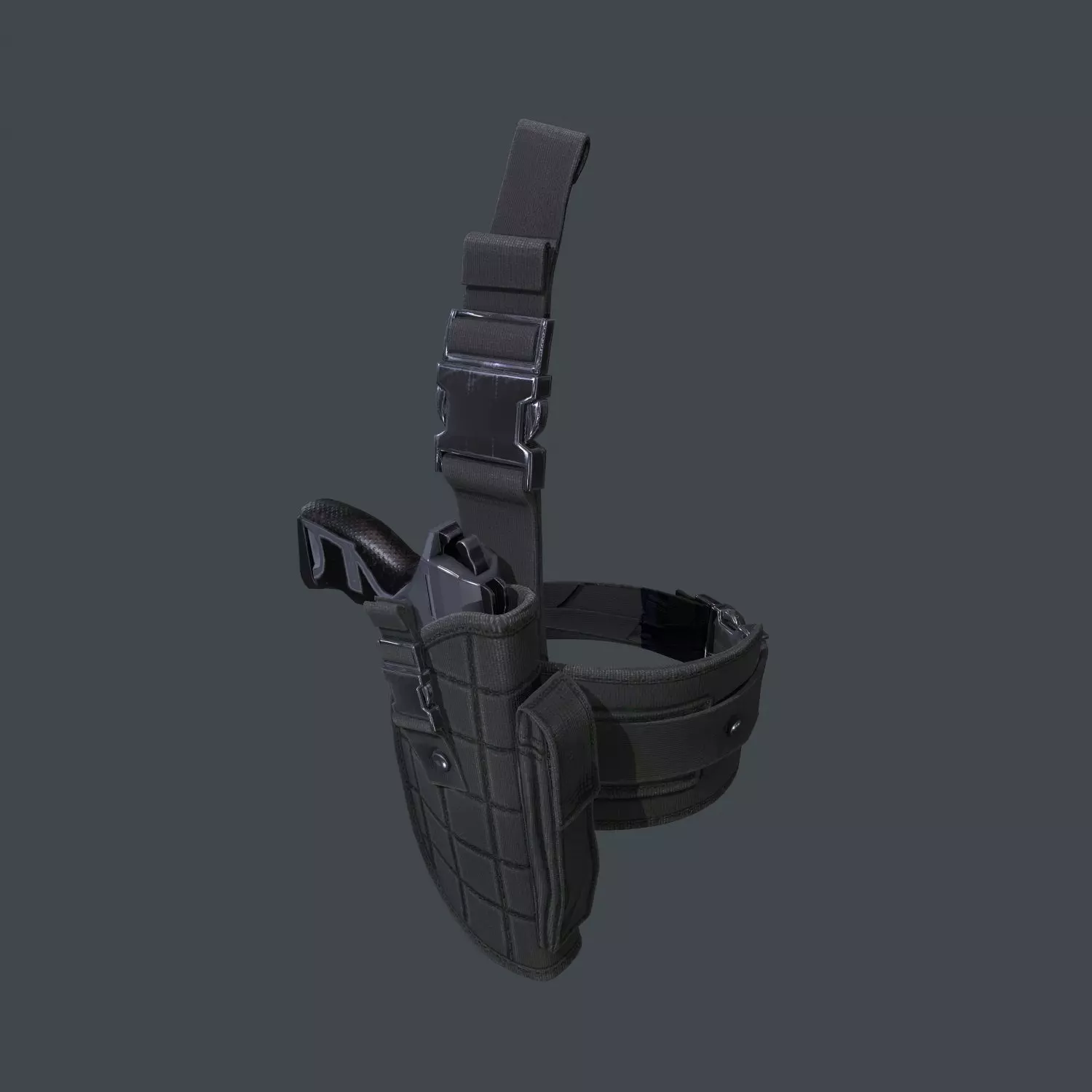 Holster With Gun Low-poly 3D model_0