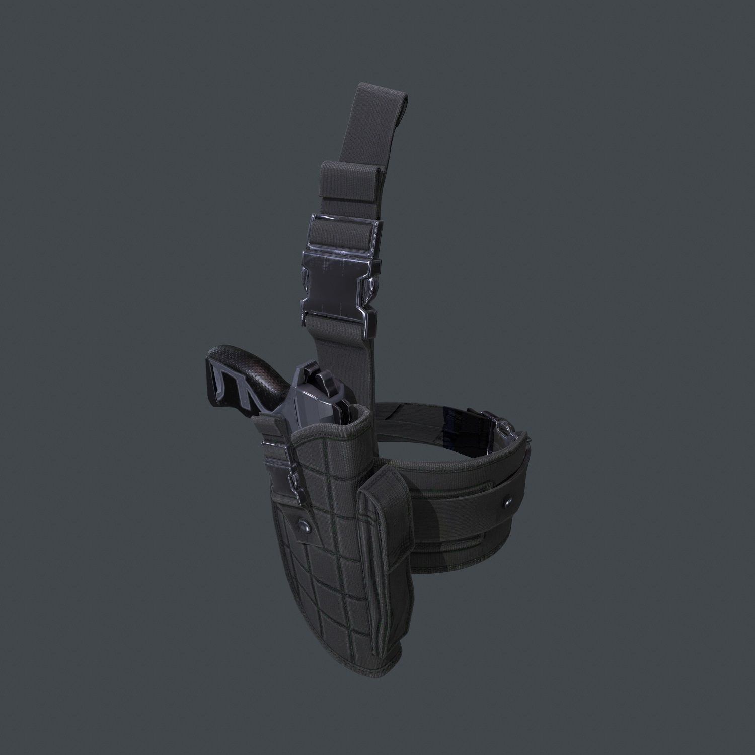 Holster With Gun Low-poly 3D model_3