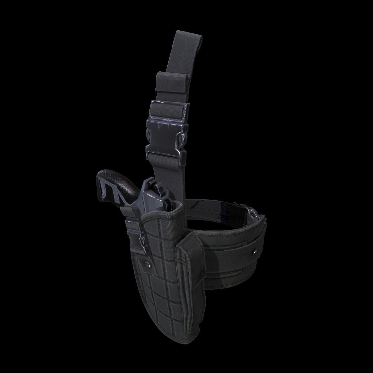 Holster With Gun Low-poly 3D model_1