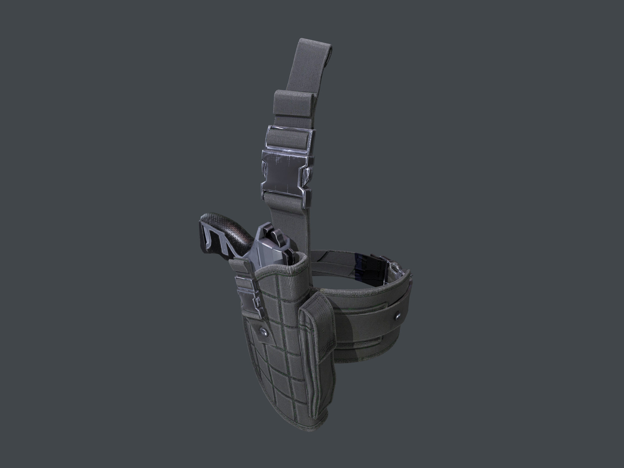 Holster With Gun Low-poly 3D model_4