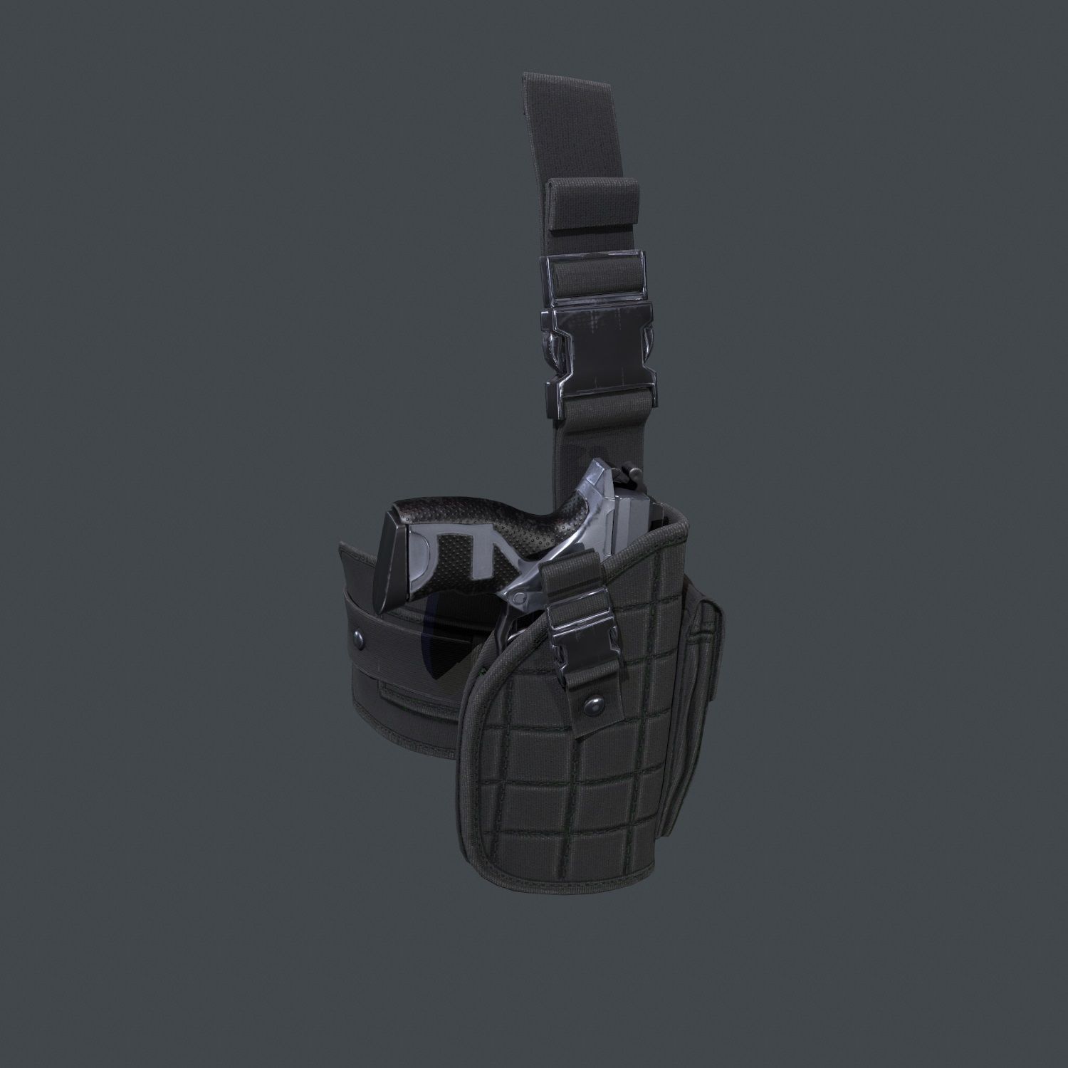 Holster With Gun Low-poly 3D model_6