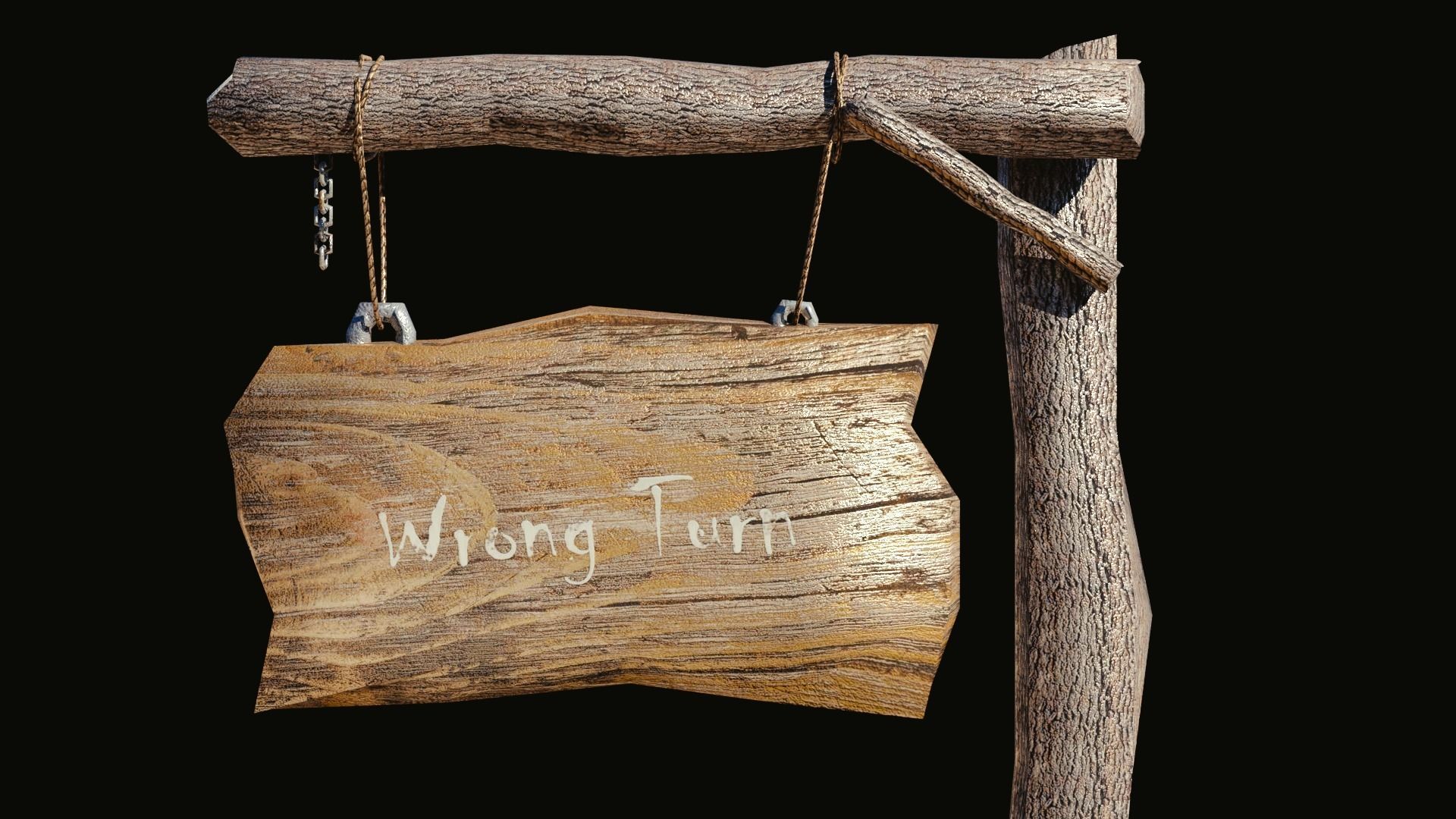 game ready road sign Low-poly 3D model_2