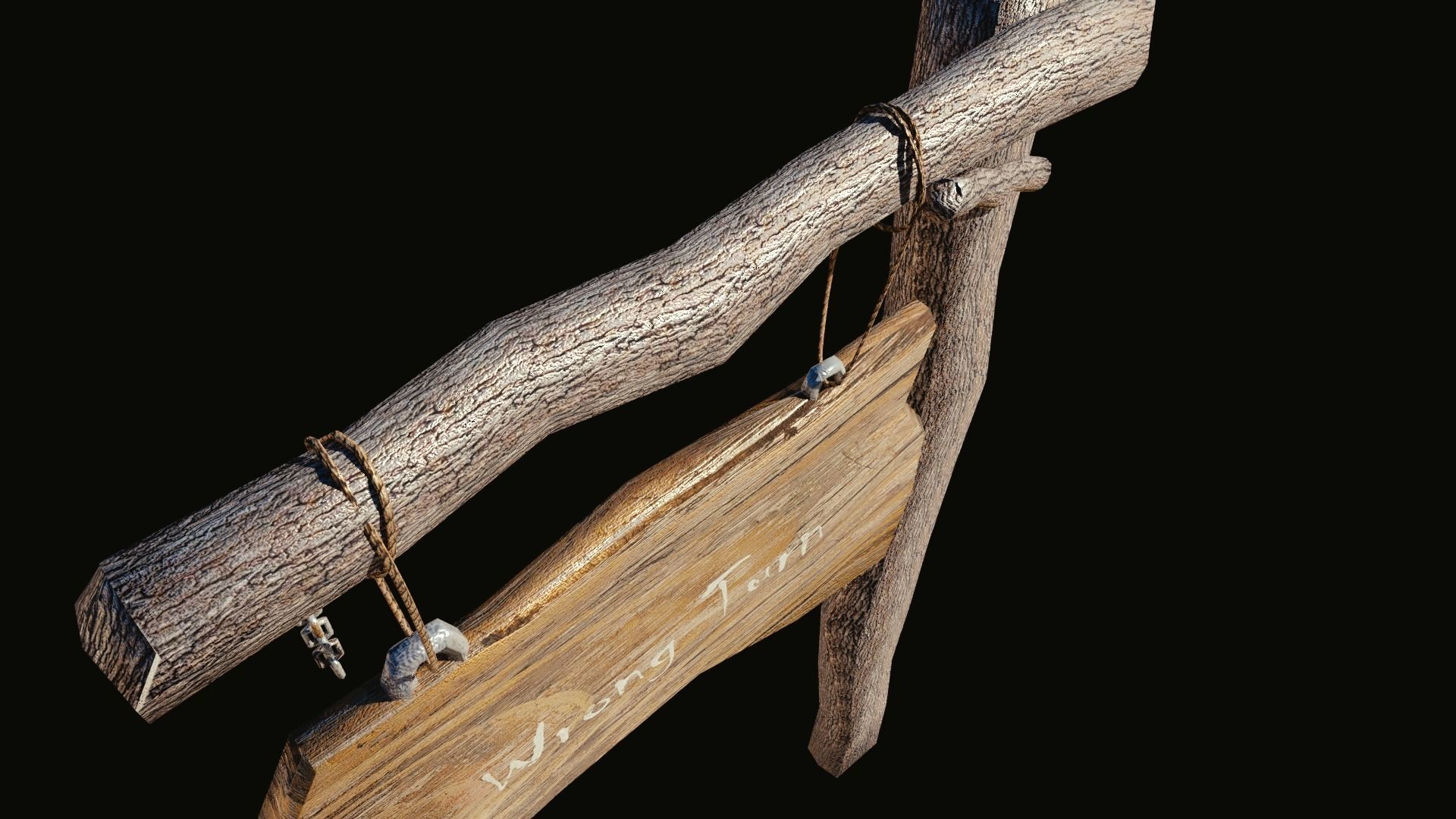 game ready road sign Low-poly 3D model_1