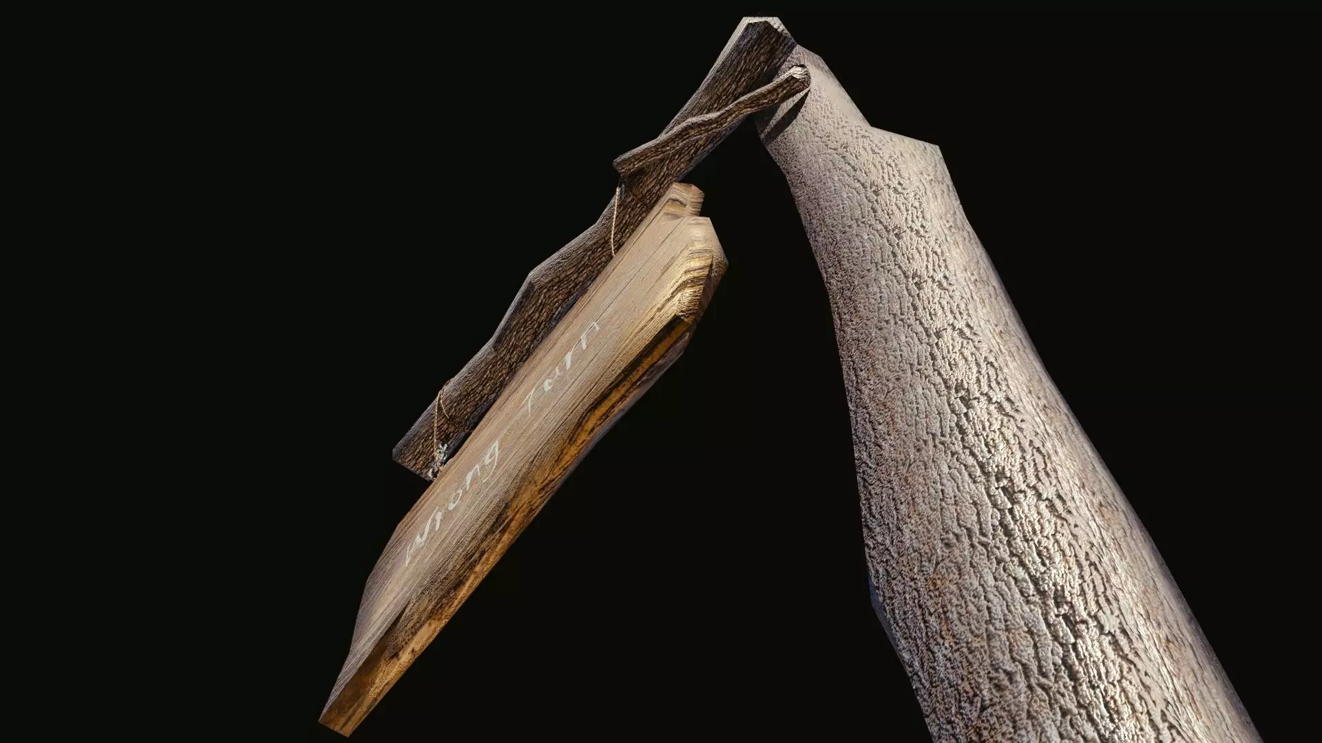 game ready road sign Low-poly 3D model_0