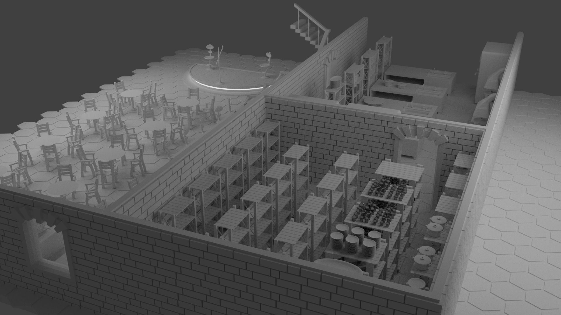 Restaurant Bar Kitchen Stage Storage SET Low-poly 3D model_4