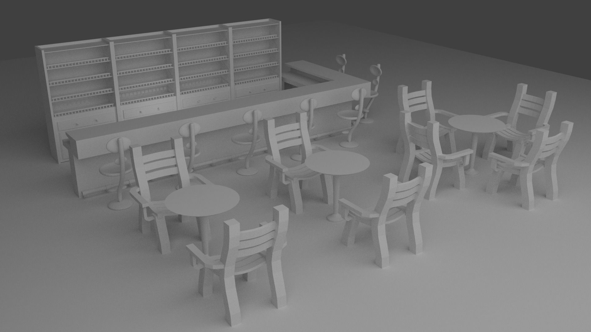 Restaurant Bar Kitchen Stage Storage SET Low-poly 3D model_1